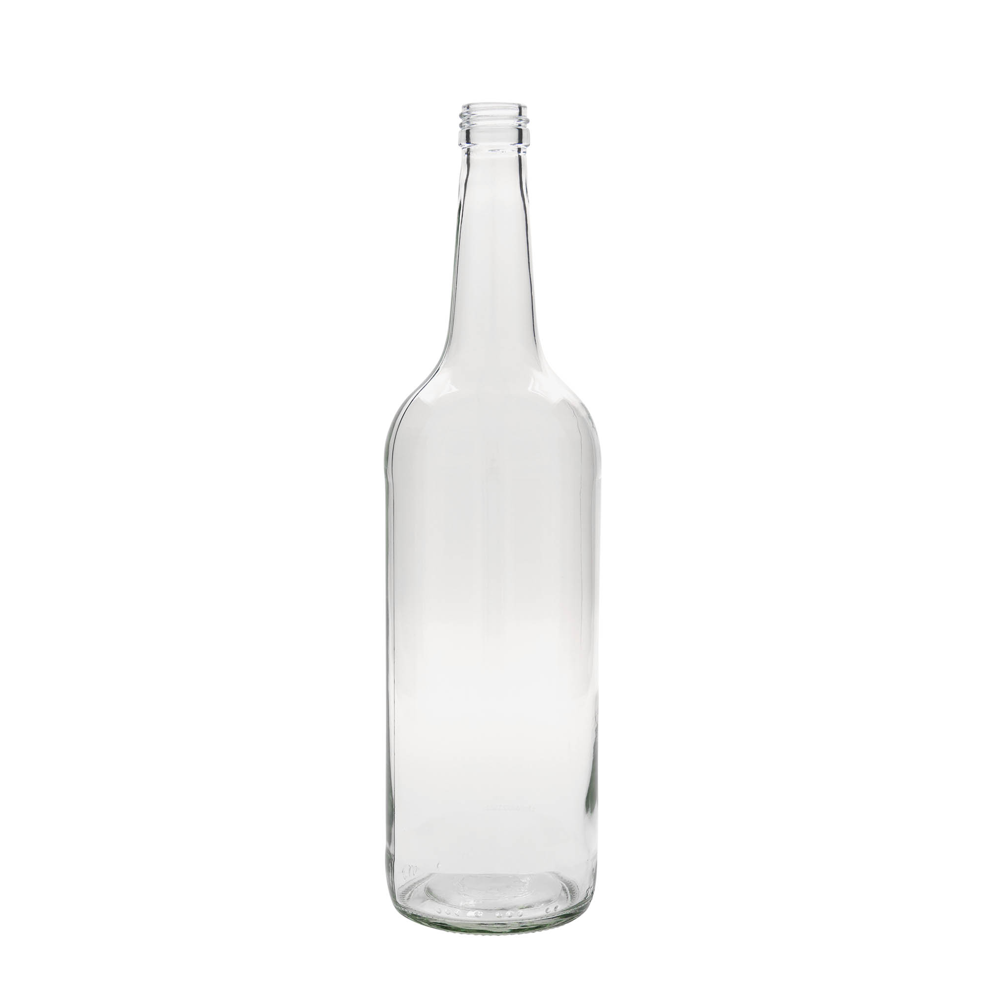 1.000 ml shishe qelqi me qafë të drejtë, gojë: PP 28 1.000 ml shishe qelqi me qafë të drejtë, gojë: PP 28