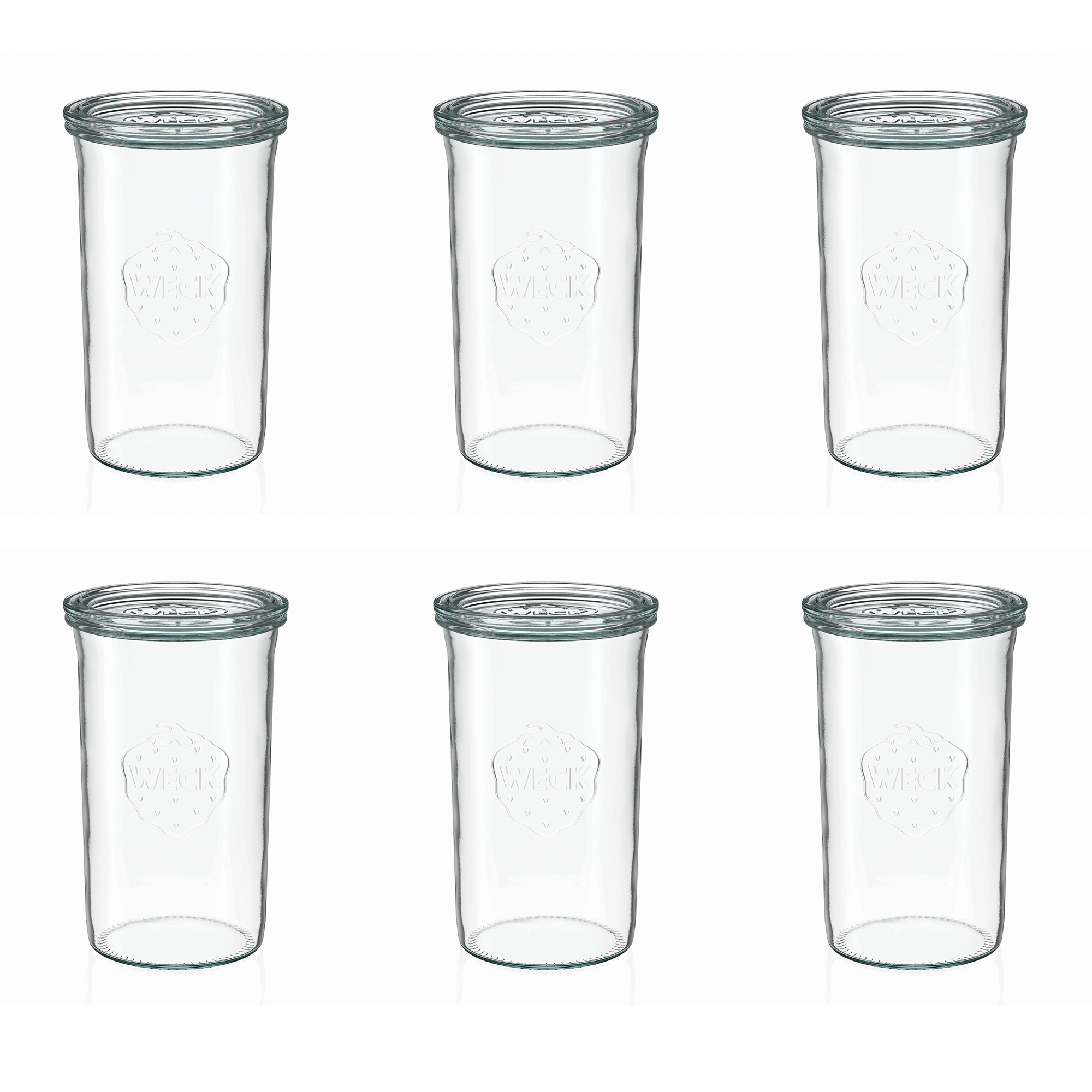 6x 1000 ml gjypa WECK me hapje të gjerë me kapak qelqi RR 100