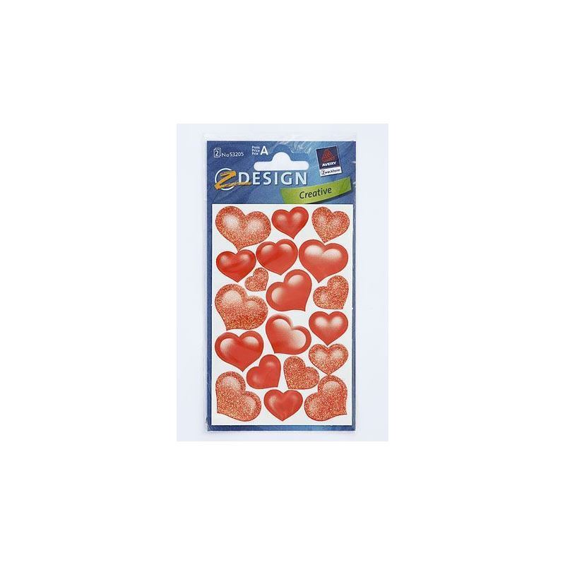 Zweckform Sticker 'Zemra me shkëlqim', zemër, letër, e kuqe