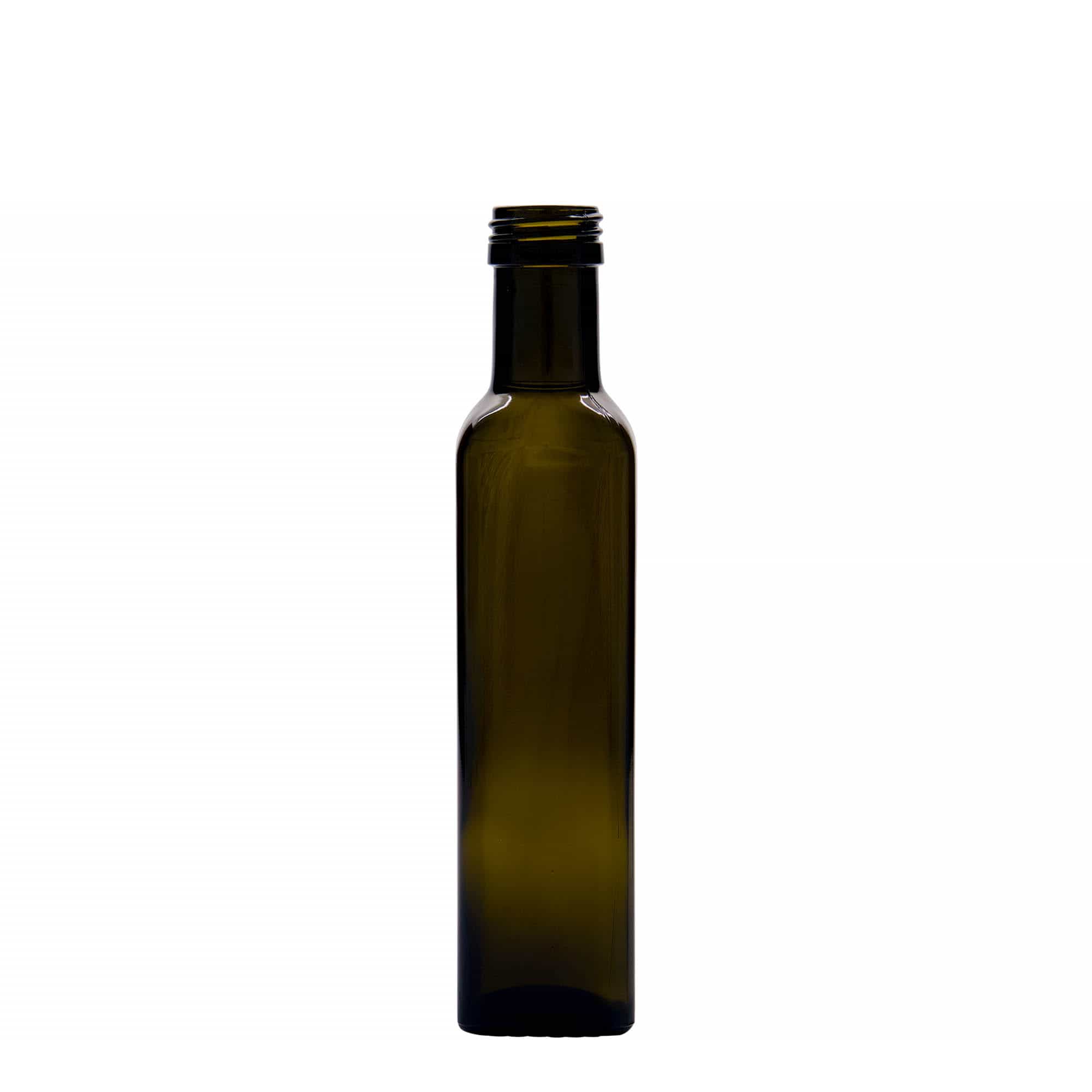 250 ml shishe qelqi 'Marasca', katrore, jeshile antike, gojë: PP 31,5