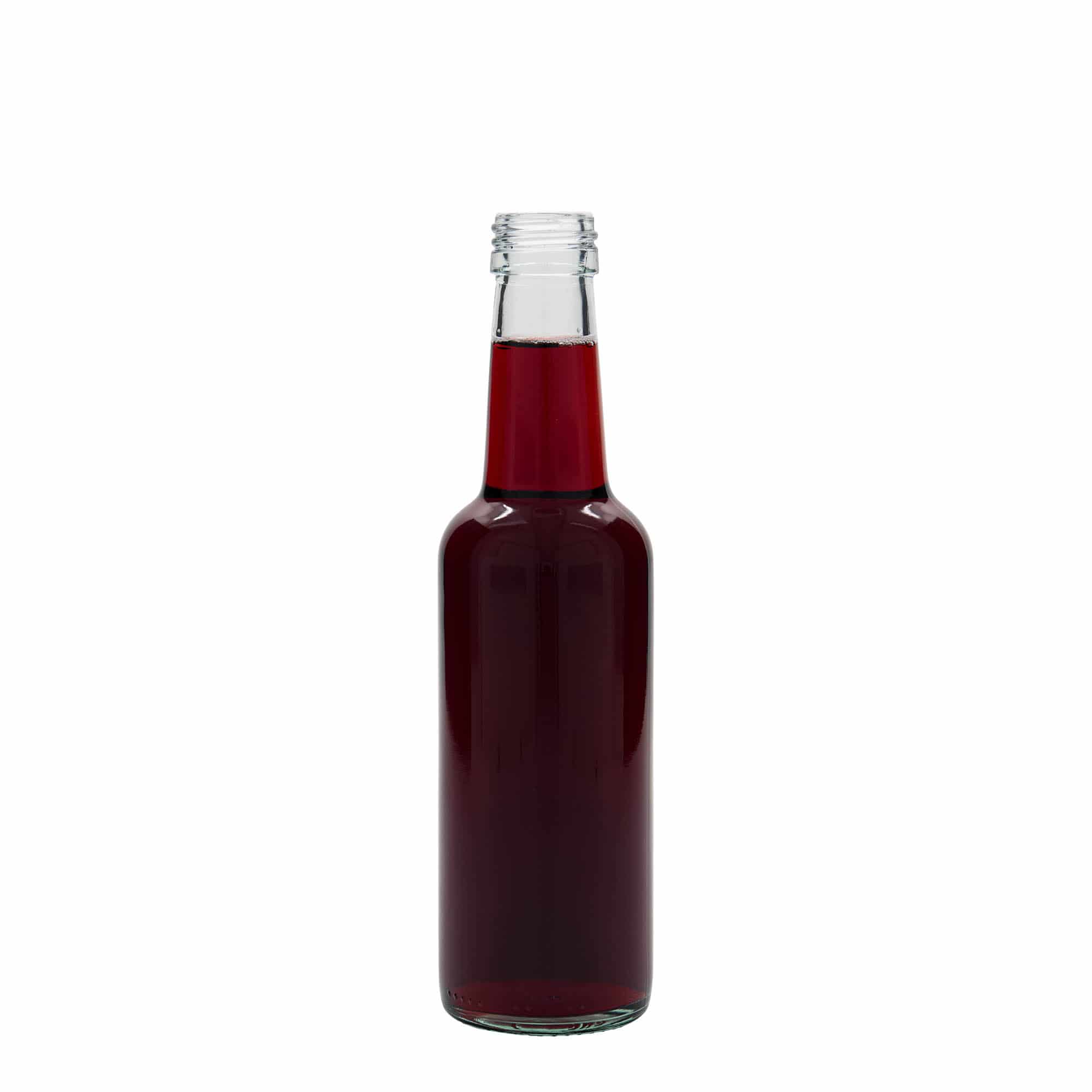 250 ml shishe qelqi me qafë të drejtë, gojë: PP 28