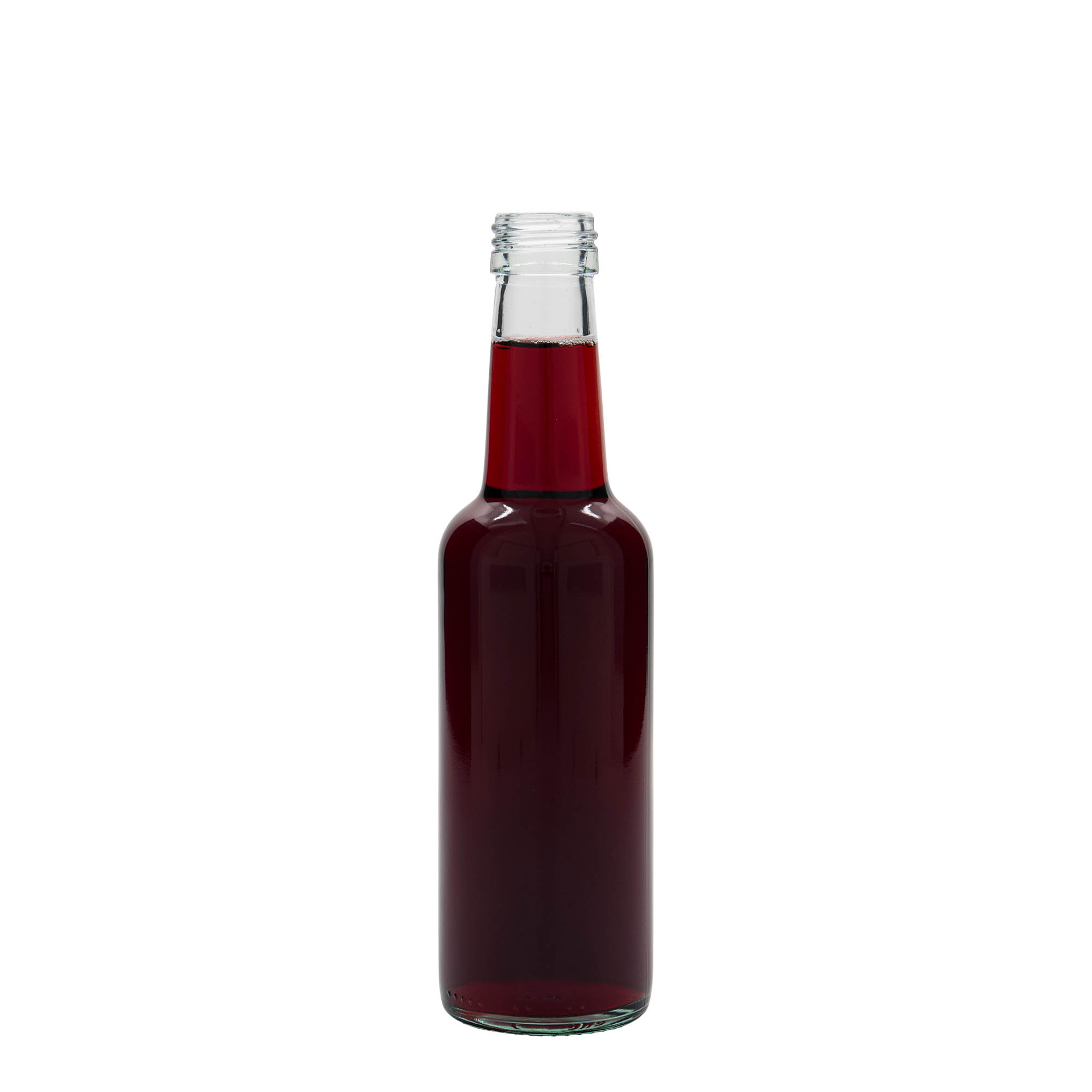250 ml shishe qelqi me qafë të drejtë, gojë: PP 28 250 ml shishe qelqi me qafë të drejtë, gojë: PP 28