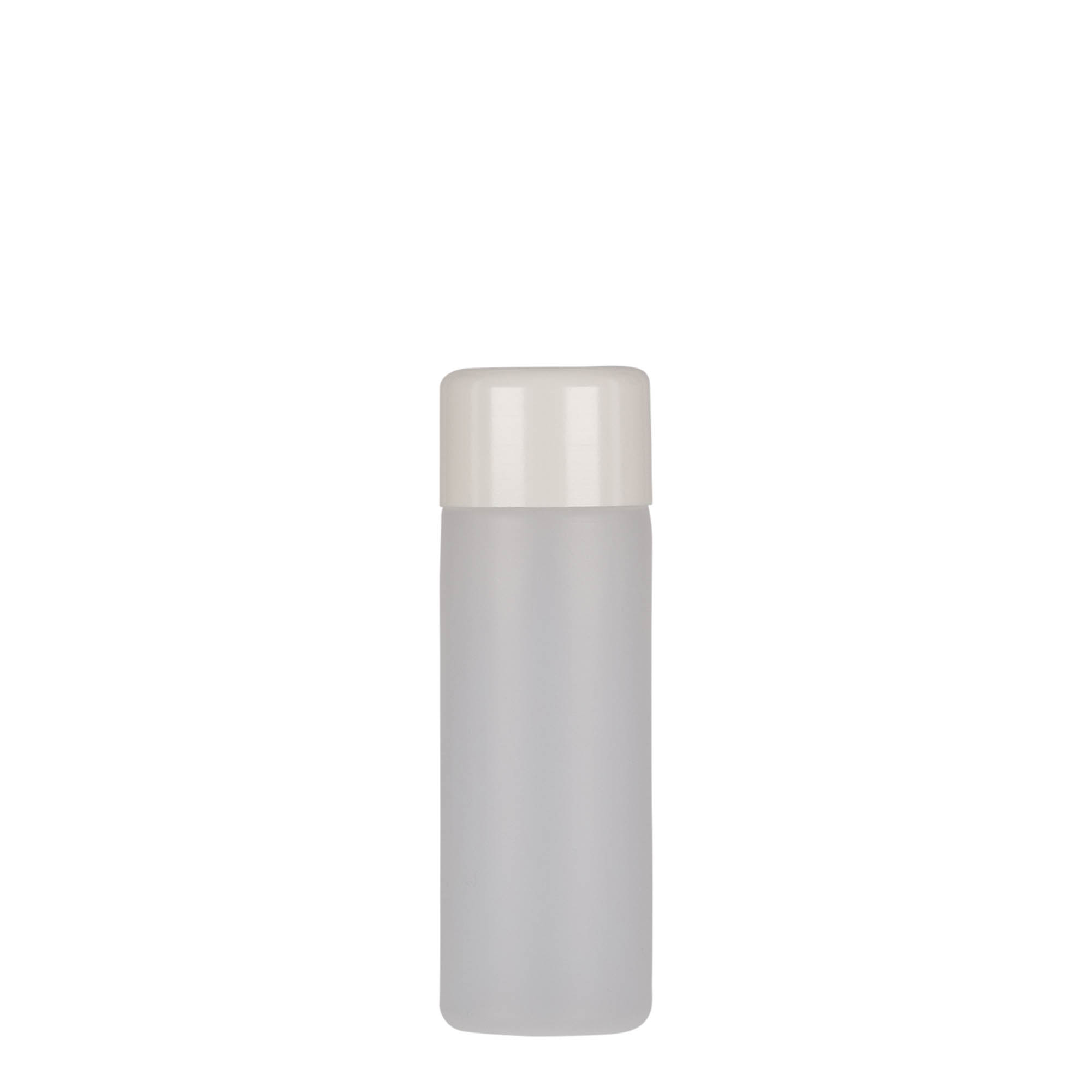 50 ml shishe rrethore, plastikë PE, natyrale, hapje: kapak me vida