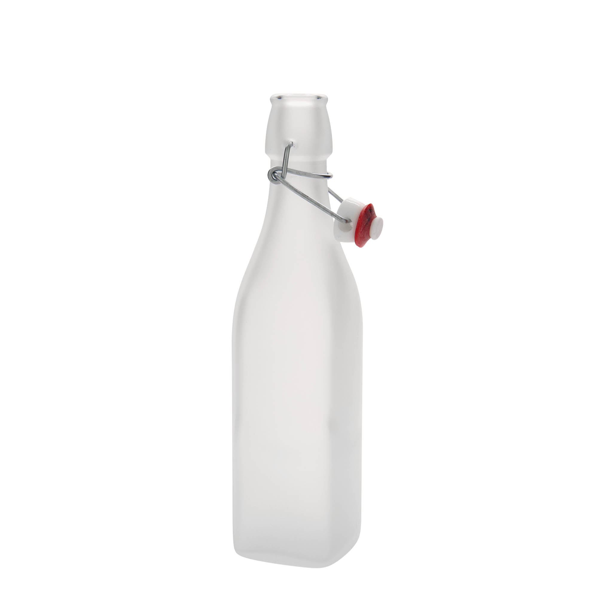 Shishe qelqi 500 ml 'Swing, katrore, e bardhë, gojë: mbyllje me kapëse'