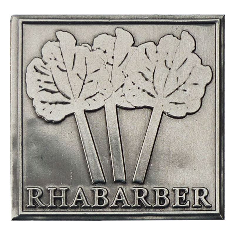 Etiketë prej kallaji 'Rhabarber', katrore, metal, argjend Etiketë prej kallaji 'Rhabarber', katrore, metal, argjend