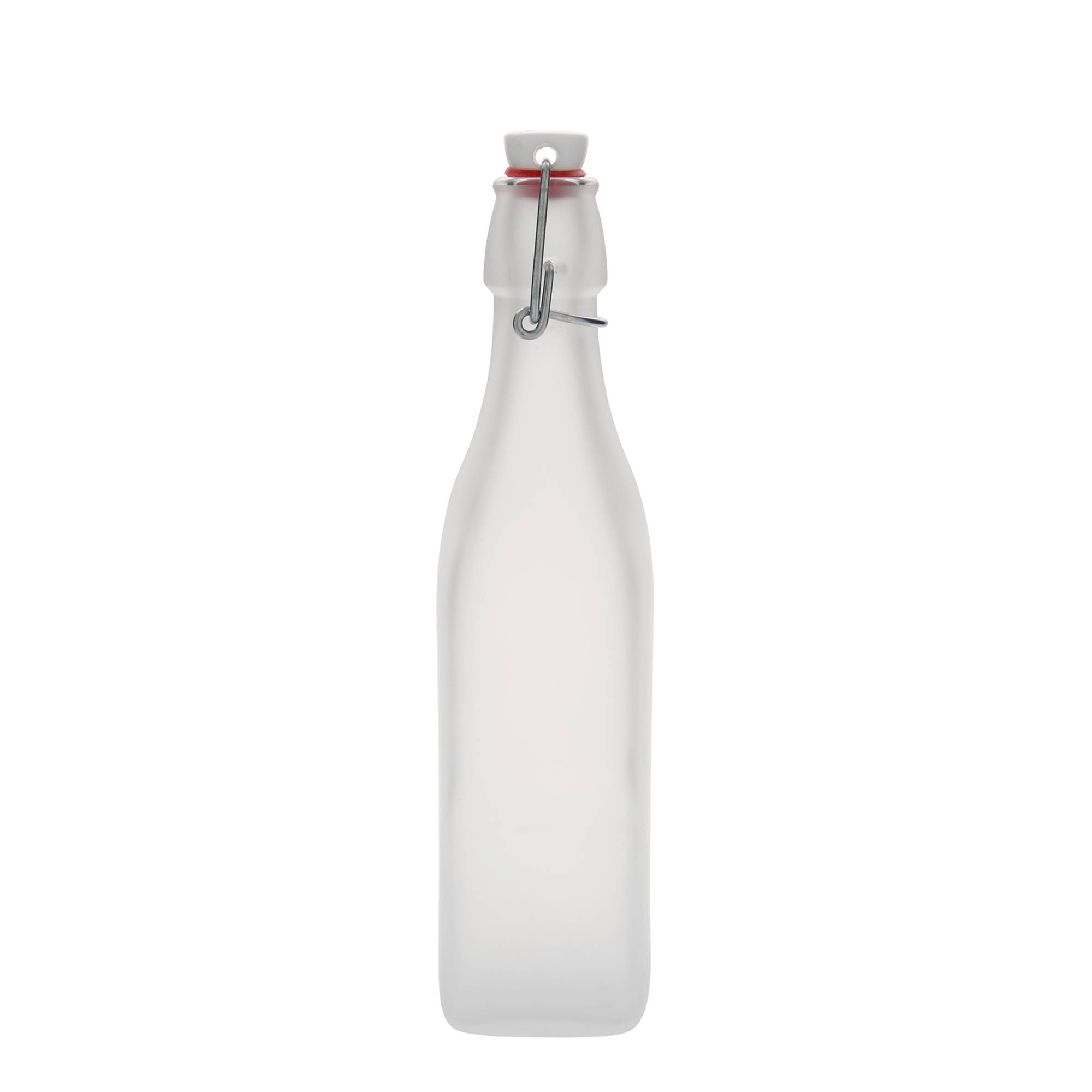 Shishe qelqi 500 ml 'Swing, katrore, e bardhë, gojë: mbyllje me kapëse' Shishe qelqi 500 ml 'Swing, katrore, e bardhë, gojë: mbyllje me kapëse'