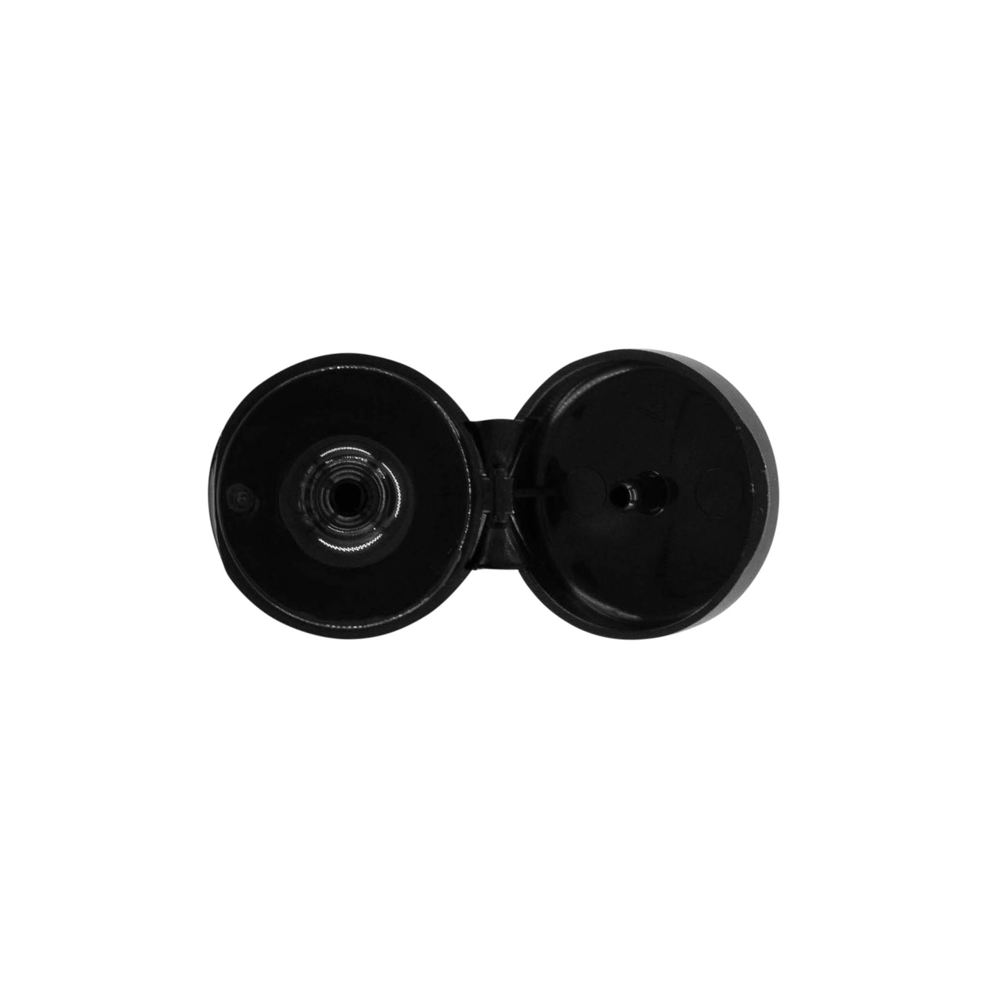 Kapak me vidë, këndellëk i palosshëm, plastikë PP, i zi, për hapje: 20/410 Kapak me vidë, këndellëk i palosshëm, plastikë PP, i zi, për hapje: 20/410