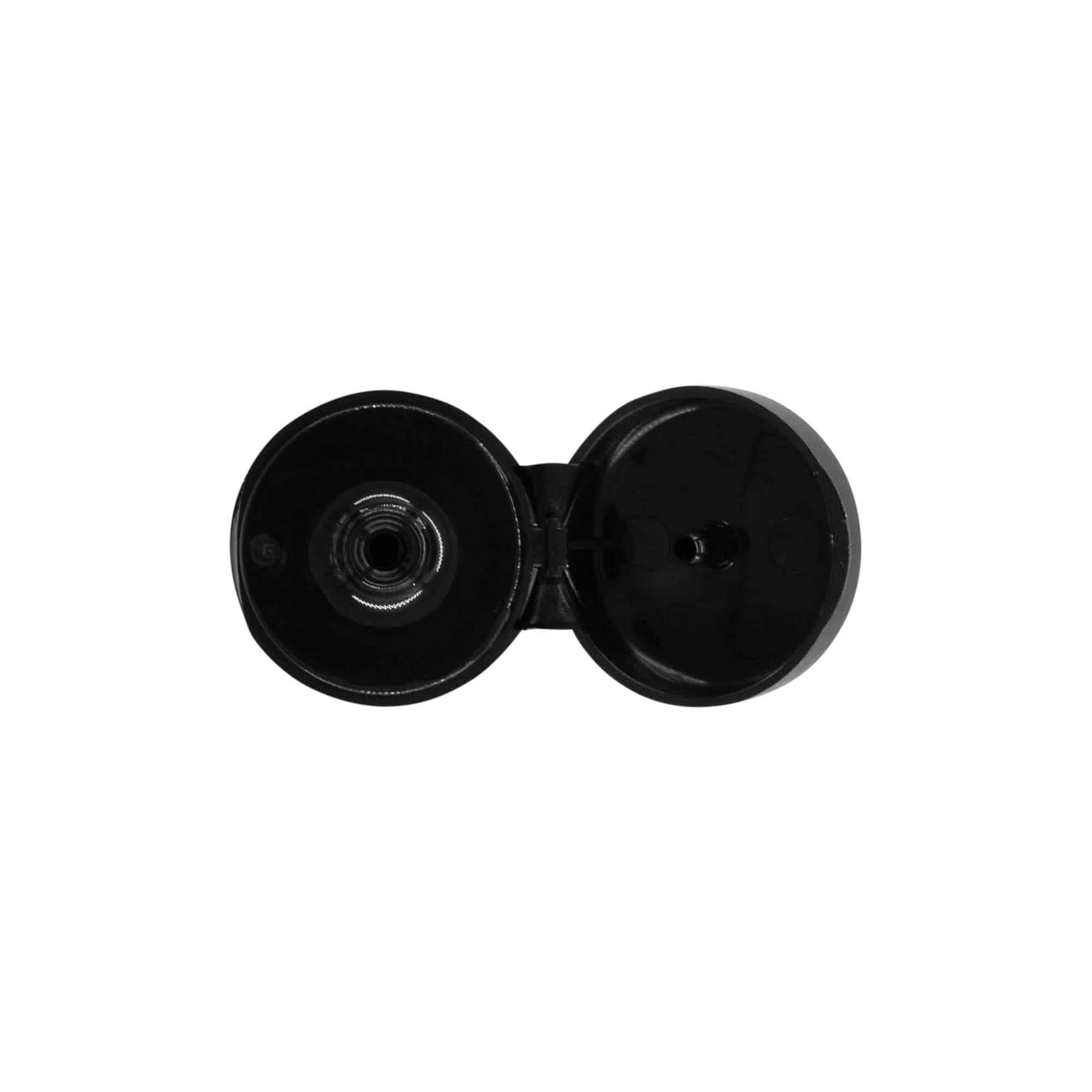 Kapak me vidë, këndellëk i palosshëm, plastikë PP, i zi, për hapje: 20/410