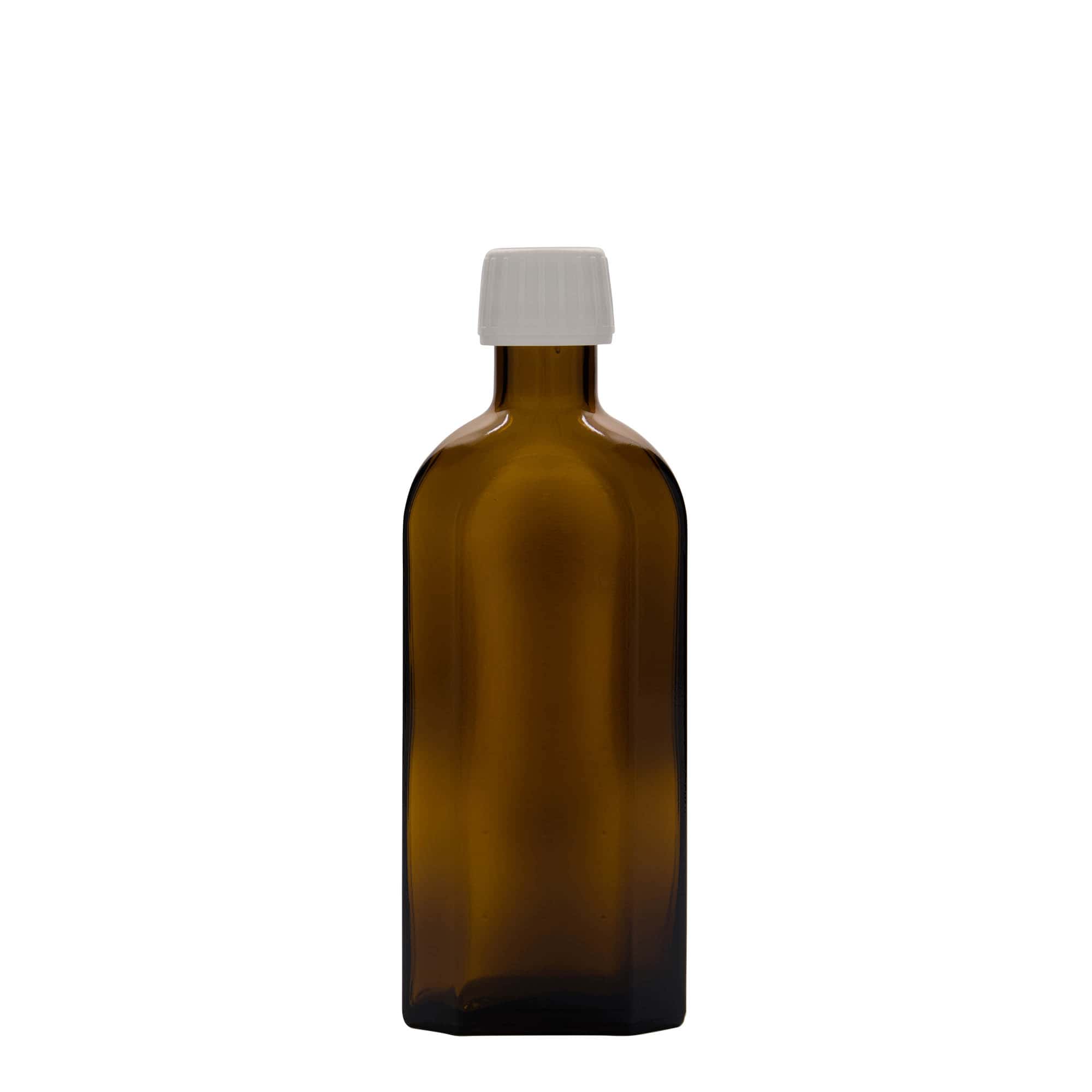 250 ml shishe mjekësore Meplat, ovale, qelq, kafe, hapja: PP 28