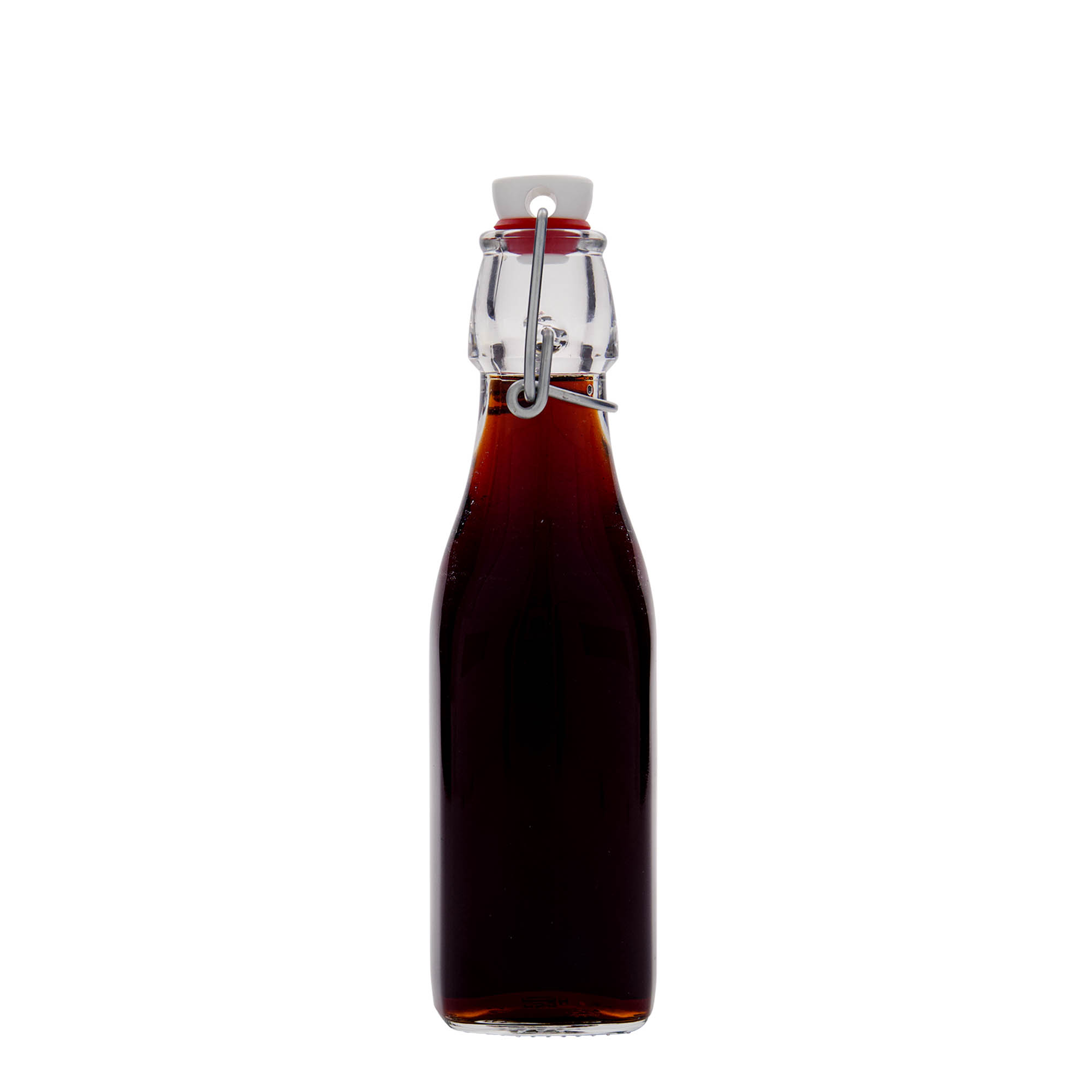 Shishe qelqi 250 ml 'Swing, katrore, gojë: kapëse me kallëp' Shishe qelqi 250 ml 'Swing, katrore, gojë: kapëse me kallëp'