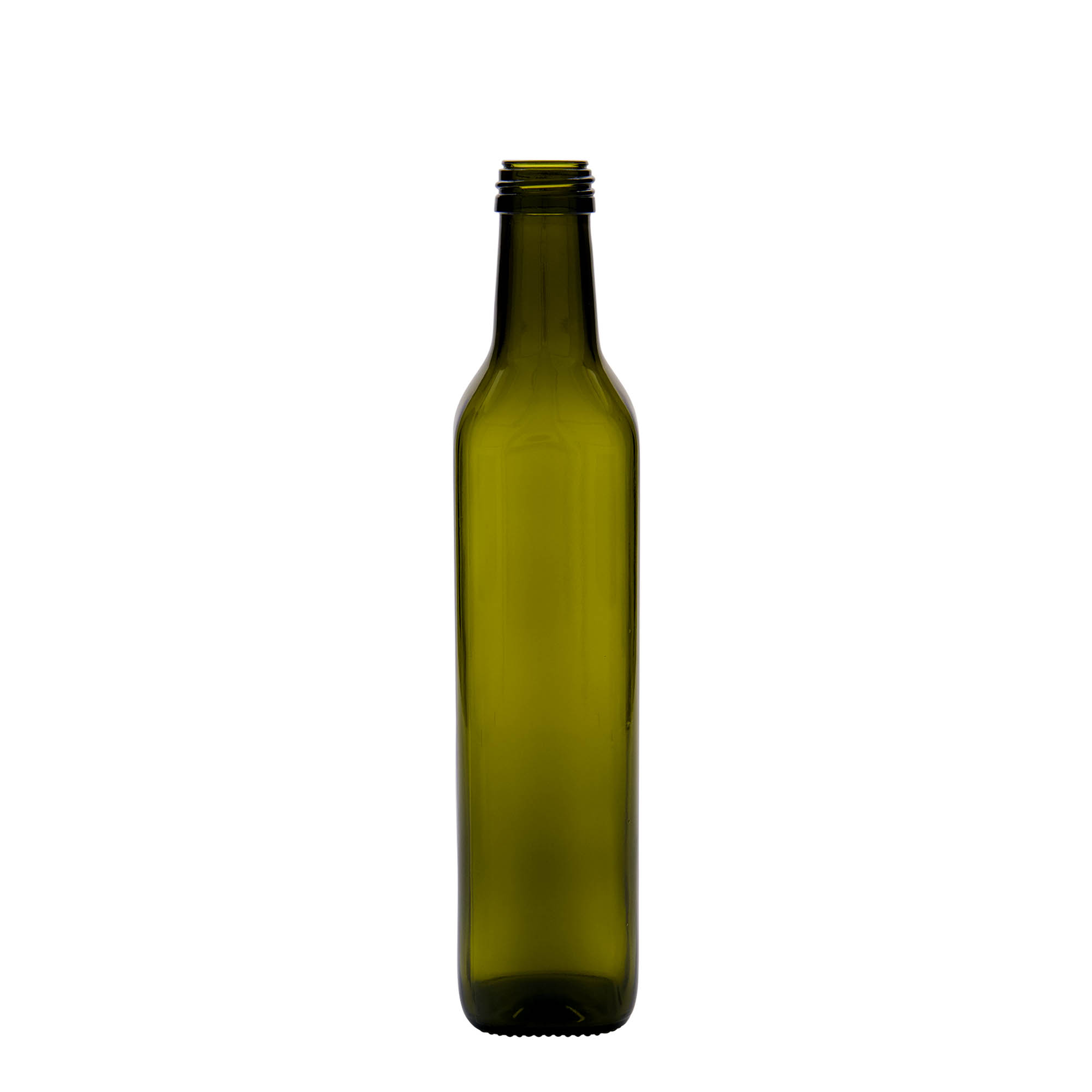 Shishe qelqi 500 ml 'Marasca', katrore, jeshile antike, gojë: PP 31,5 Shishe qelqi 500 ml 'Marasca', katrore, jeshile antike, gojë: PP 31,5