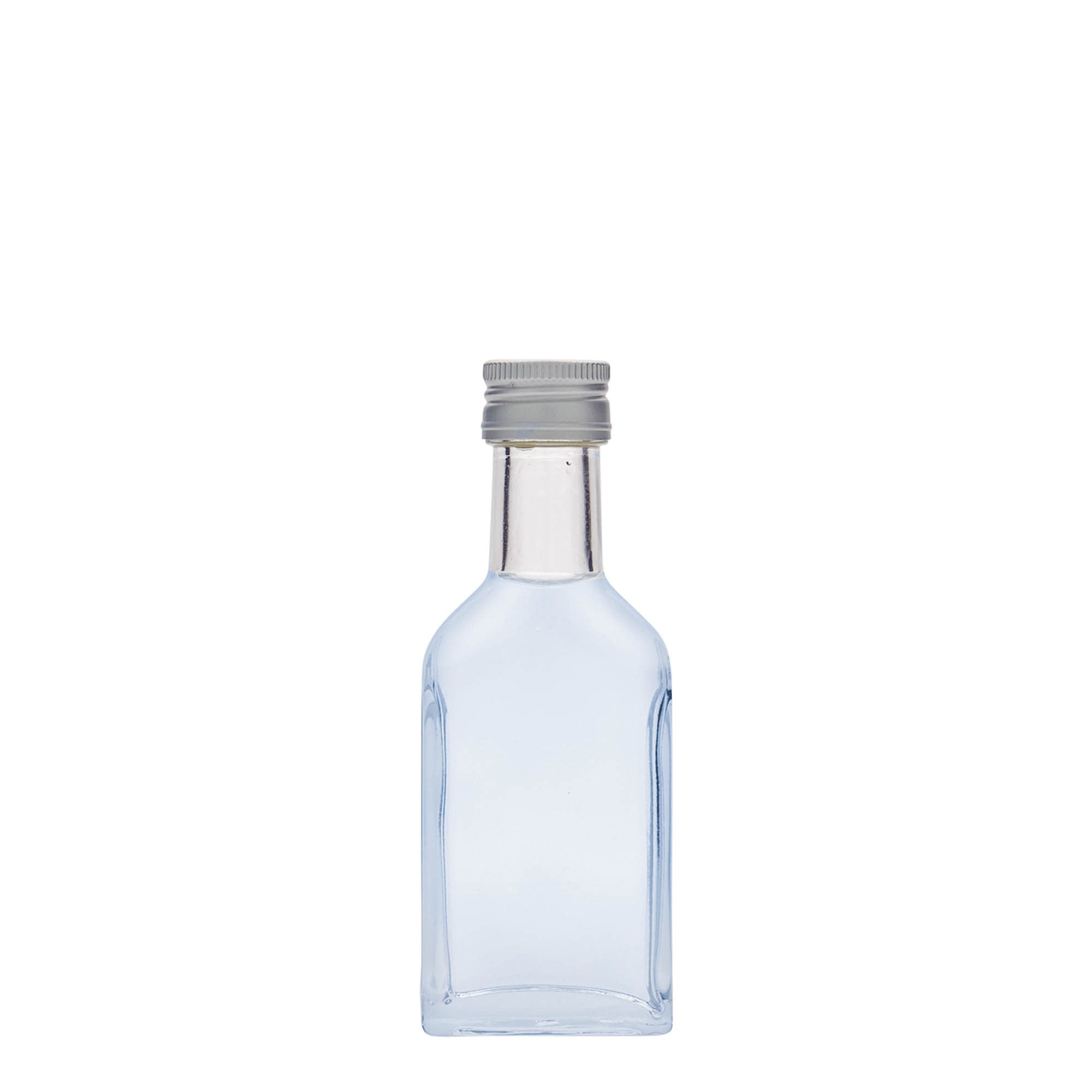 40 ml shishe xhepi me qafë të gjatë, drejtkëndëshe, xham, gojë: PP 22