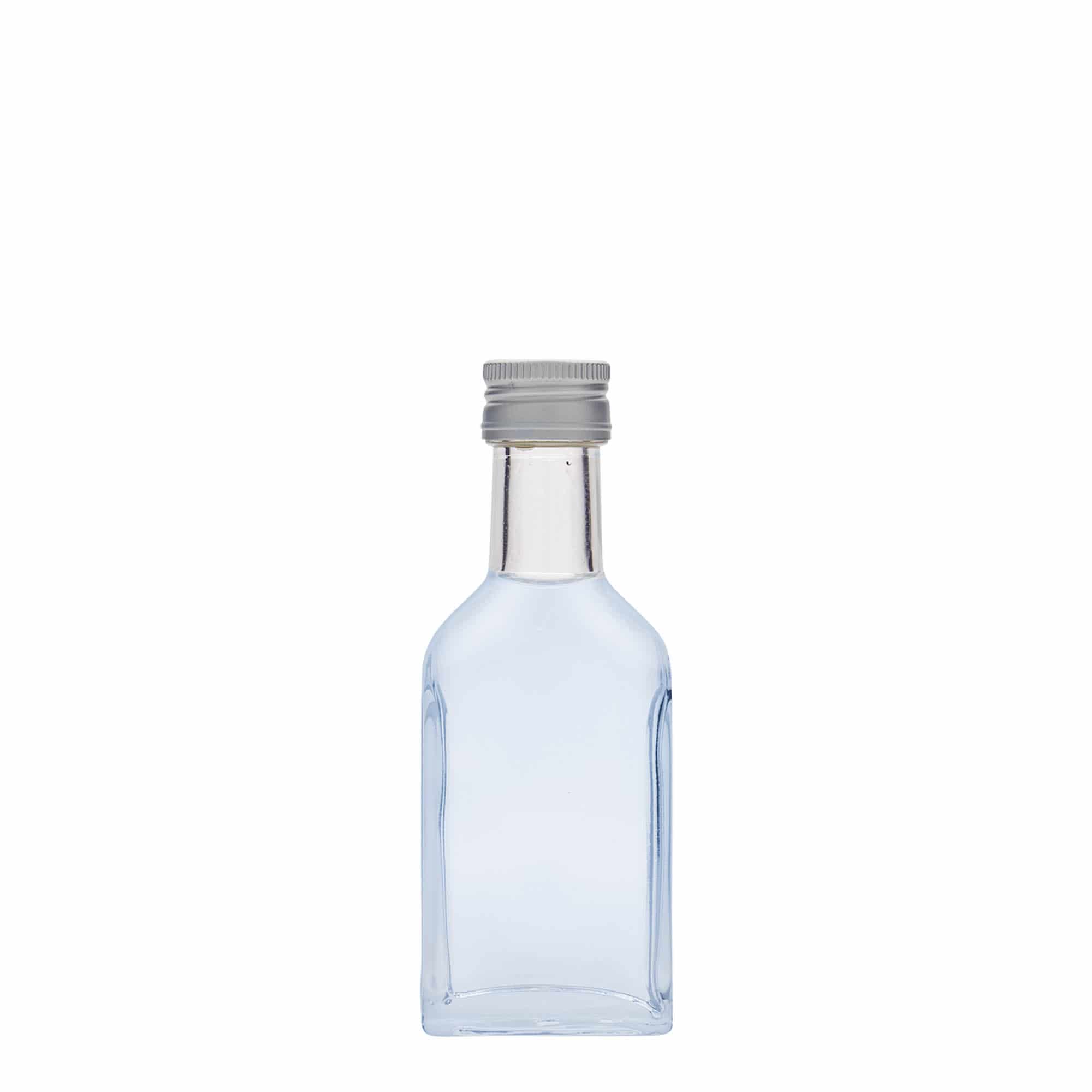 40 ml shishe xhepi me qafë të gjatë, drejtkëndëshe, xham, gojë: PP 22