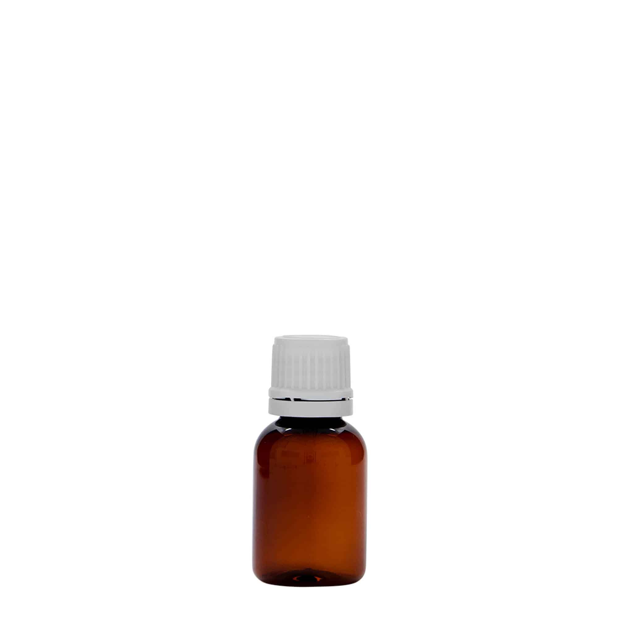 20 ml shishe mjekësore PET 'Easy Living', kafe, plastikë, gojëzimi: DIN 18