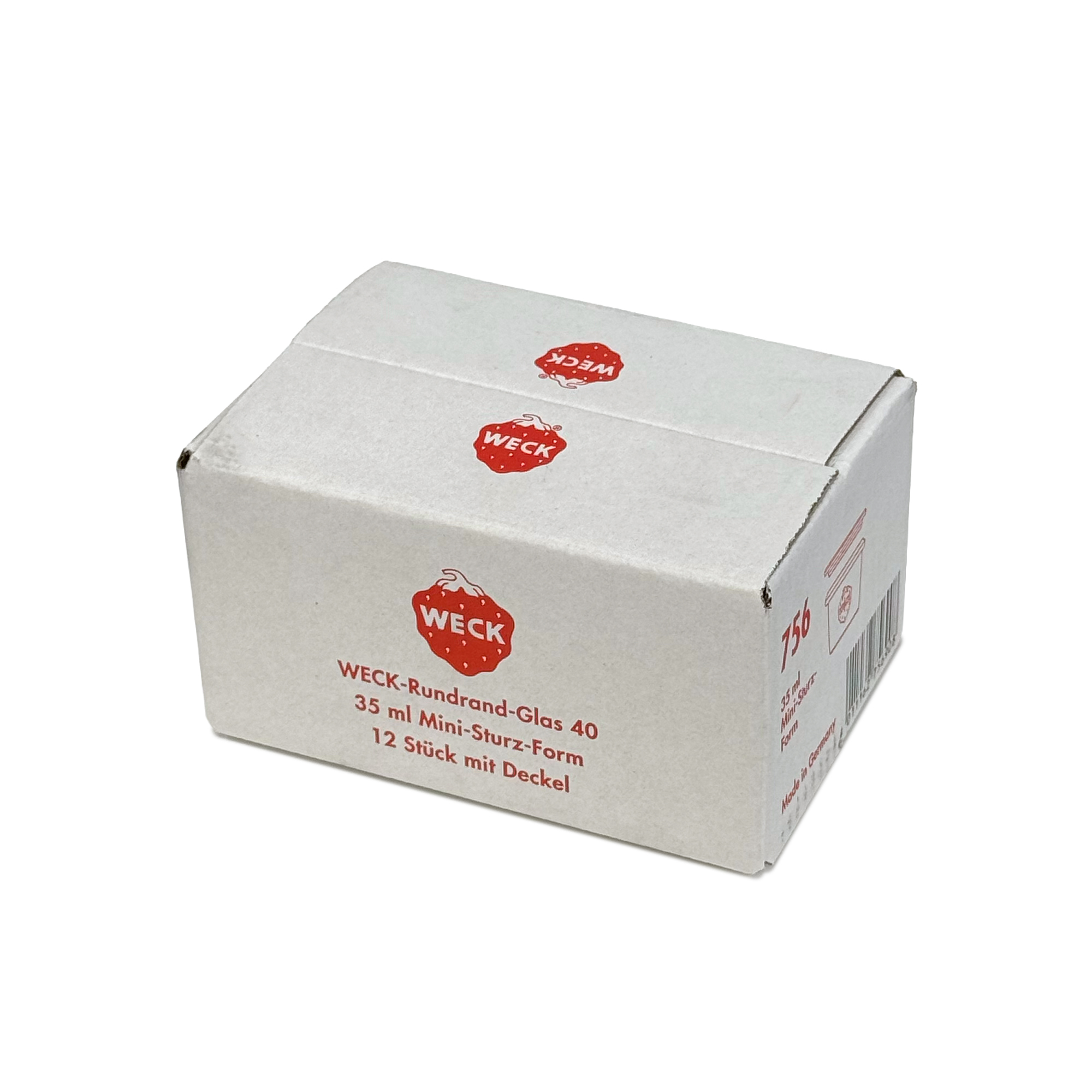 12x 35 ml gjypa WECK me hapje të gjerë me kapak qelqi RR 40
