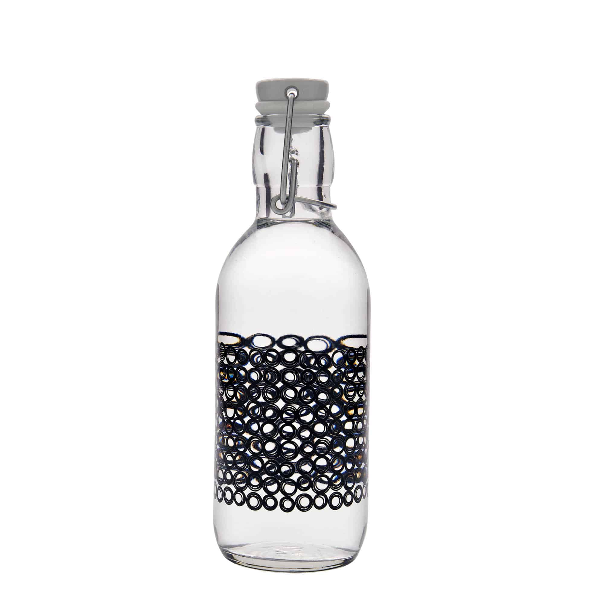 Shishe qelqi 500 ml 'Emilia', motiv: Circola nero, hapje: kapak me brekë