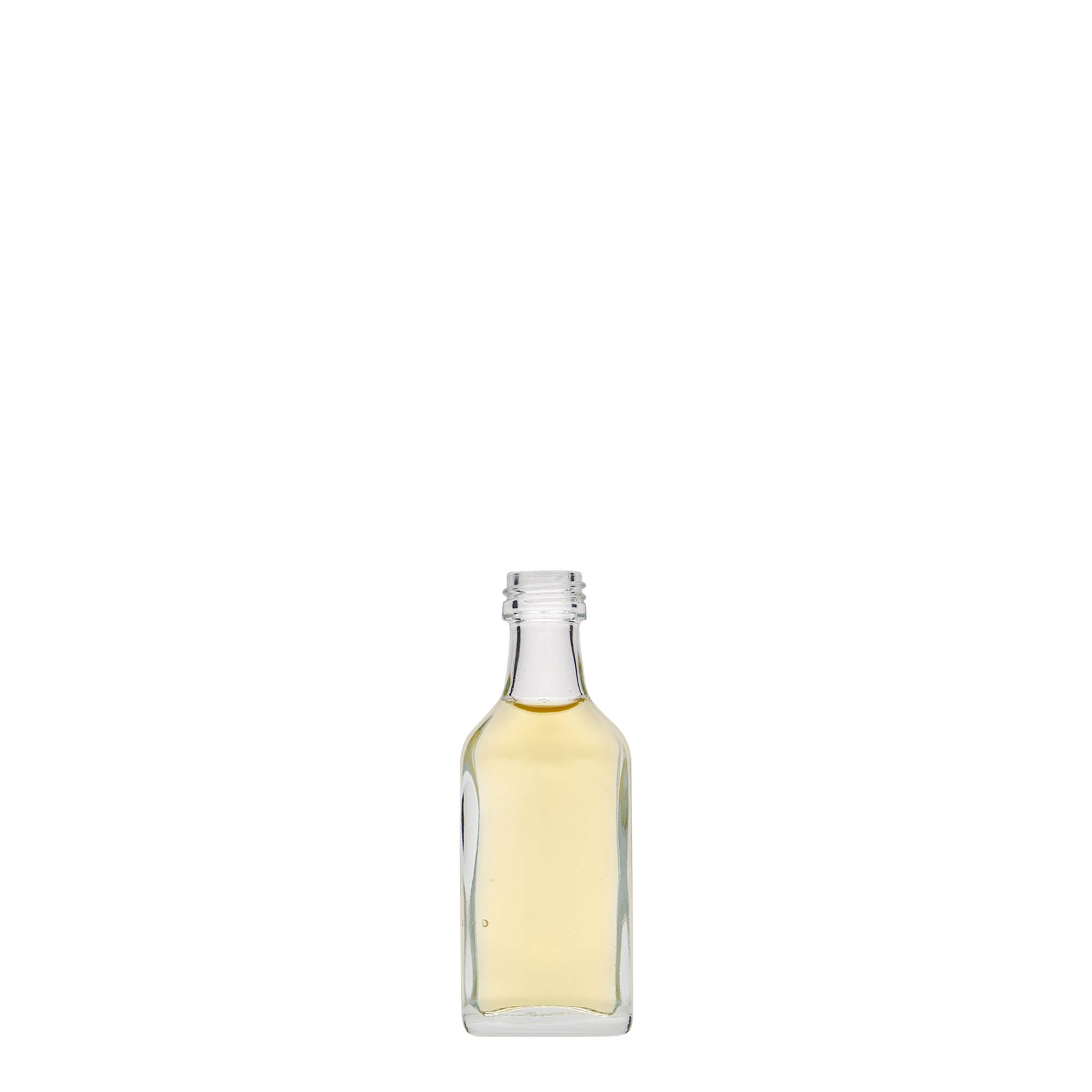 Shishe dore 20 ml, drejtkëndëshe, qelq, gojë: PP 18 Shishe dore 20 ml, drejtkëndëshe, qelq, gojë: PP 18