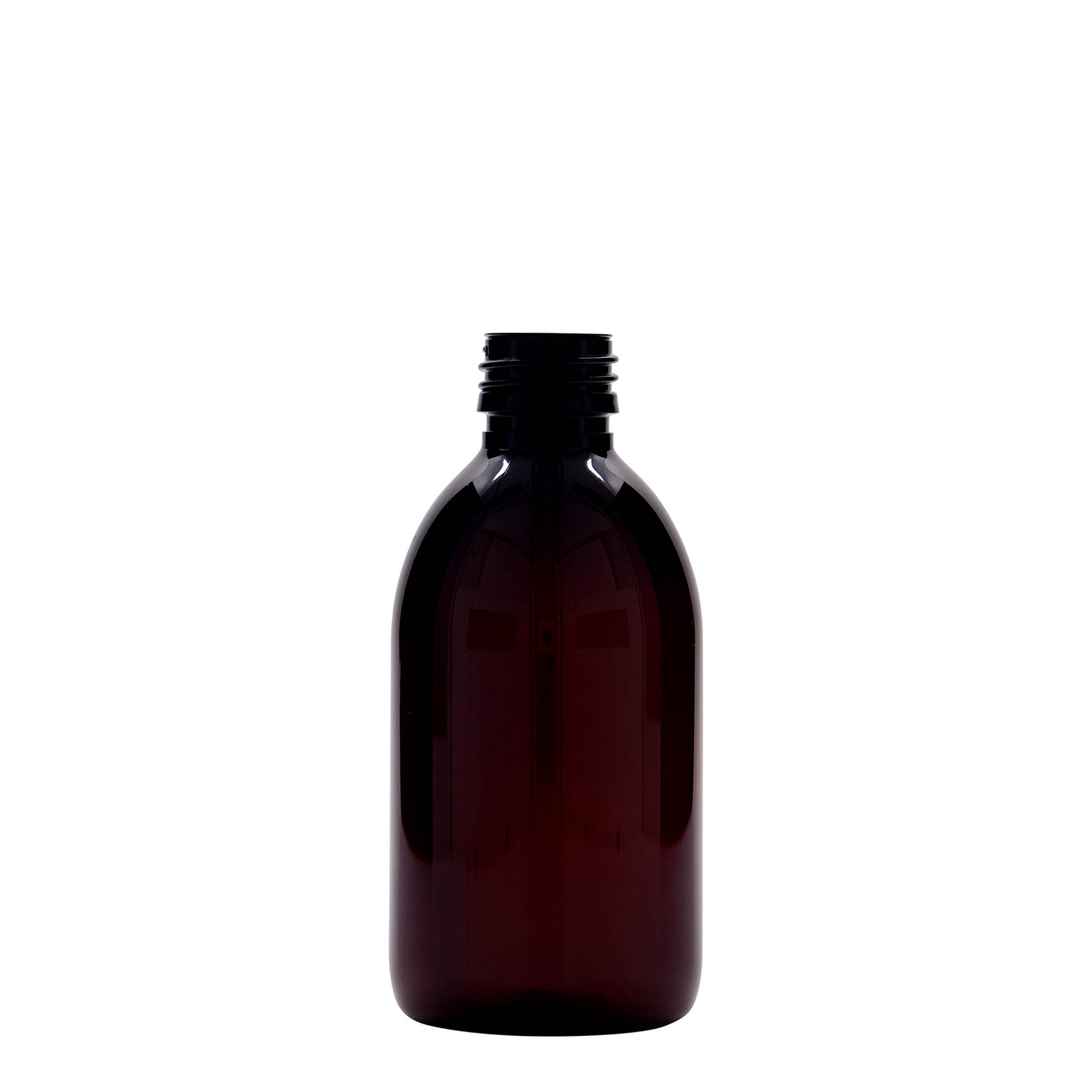 250 ml shishe mjekësore PET, kafe, plastikë, gojëz: PP 28