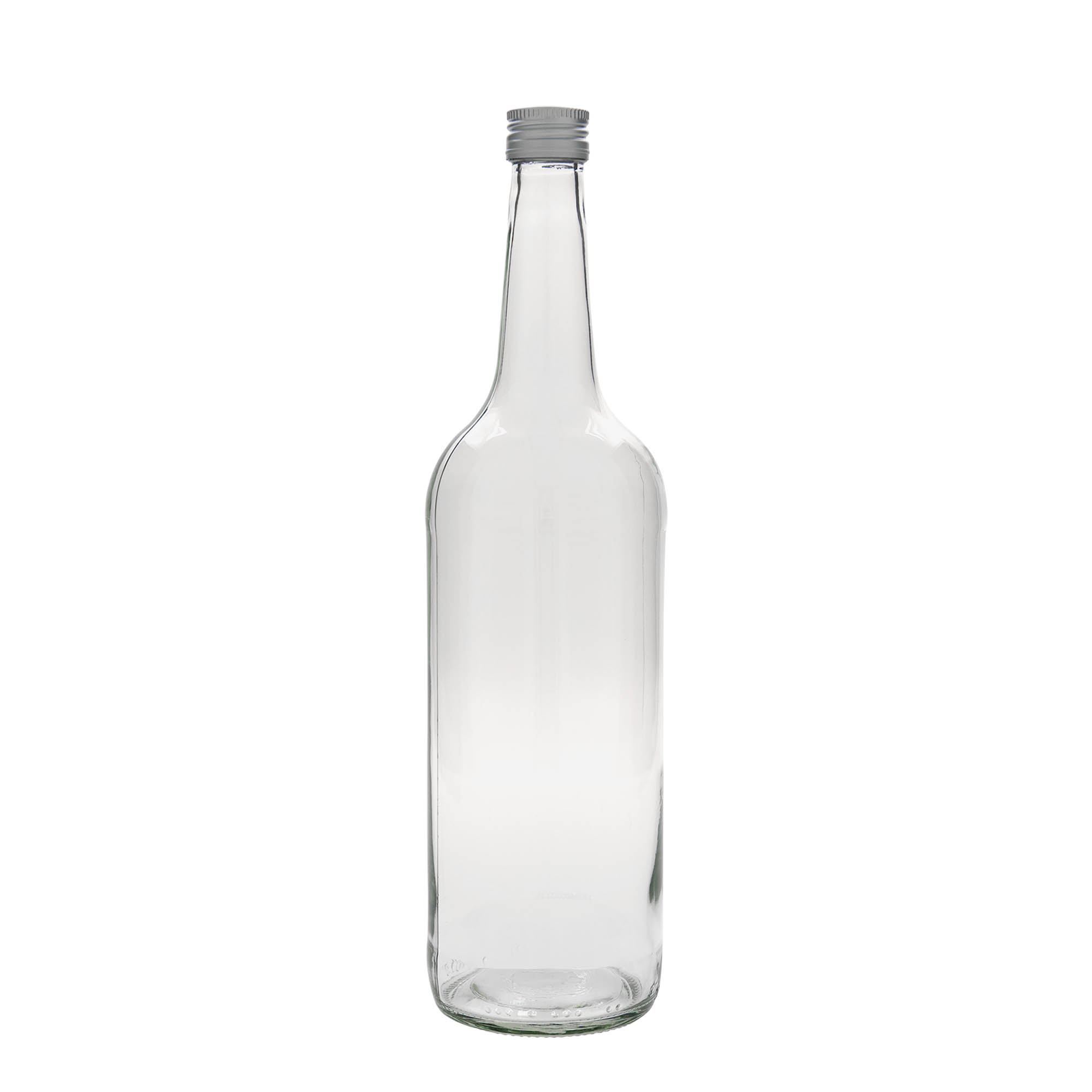 1.000 ml shishe qelqi me qafë të drejtë, gojë: PP 28 1.000 ml shishe qelqi me qafë të drejtë, gojë: PP 28