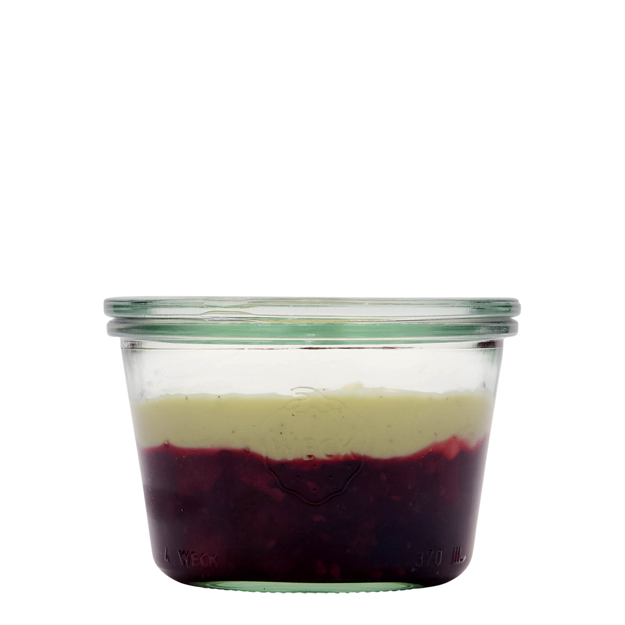 370 ml enë qelqi WECK me hapje: skaj i rrumbullakët