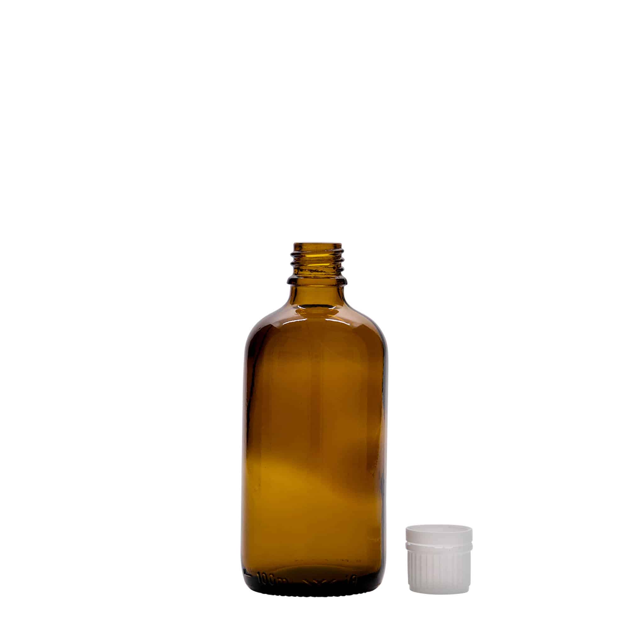 100 ml shishe mjekësore, qelq, kafe, gojë: DIN 18