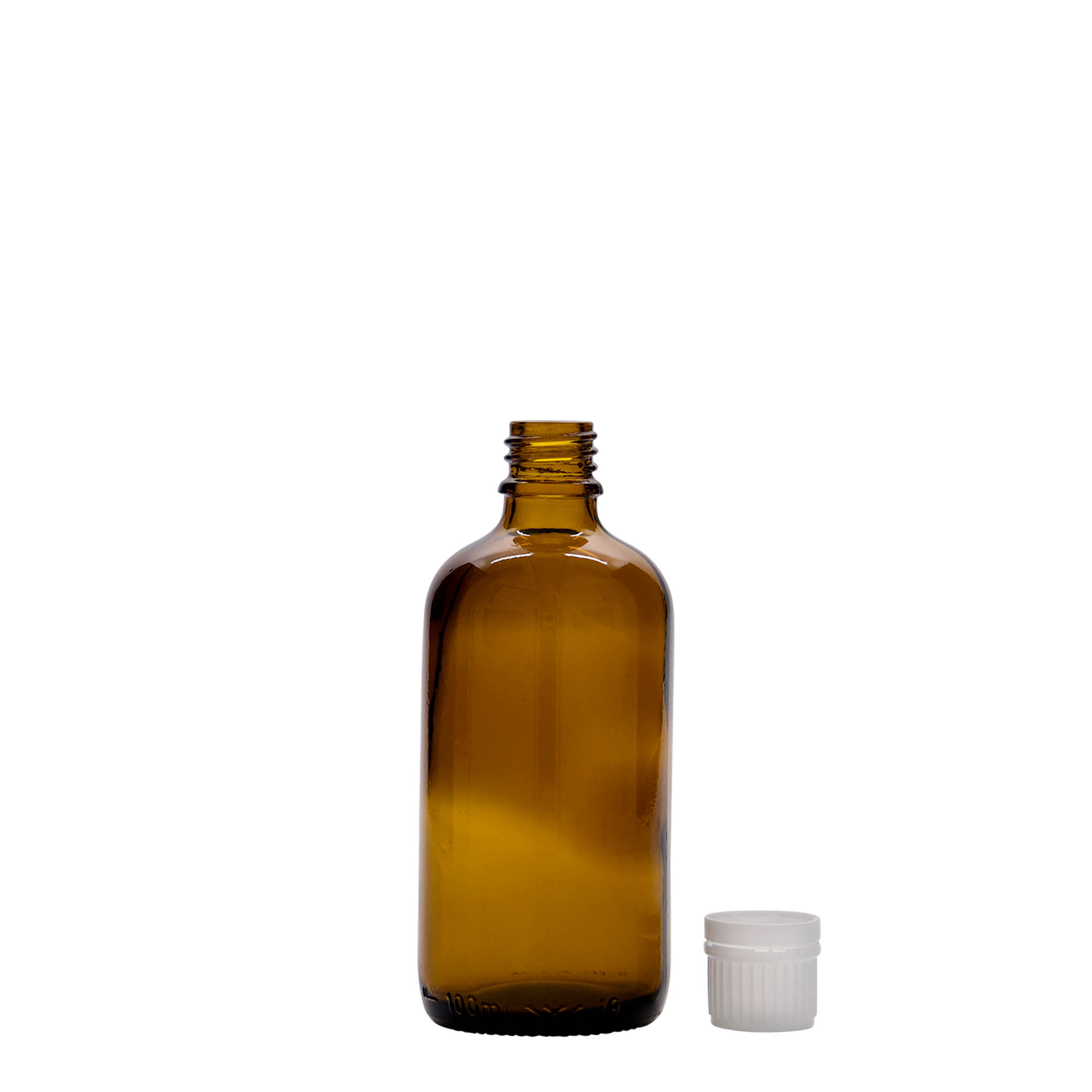 100 ml shishe mjekësore, qelq, kafe, gojë: DIN 18