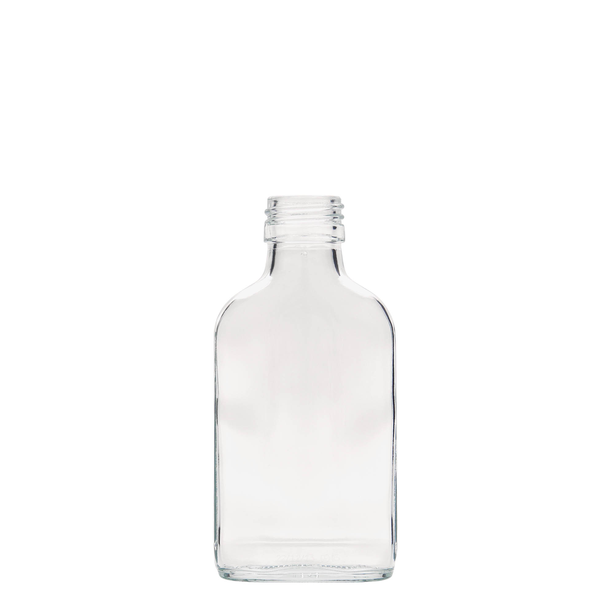 Shishe dore 100 ml, drejtkëndëshe, xham, gojë: PP 28 Shishe dore 100 ml, drejtkëndëshe, xham, gojë: PP 28