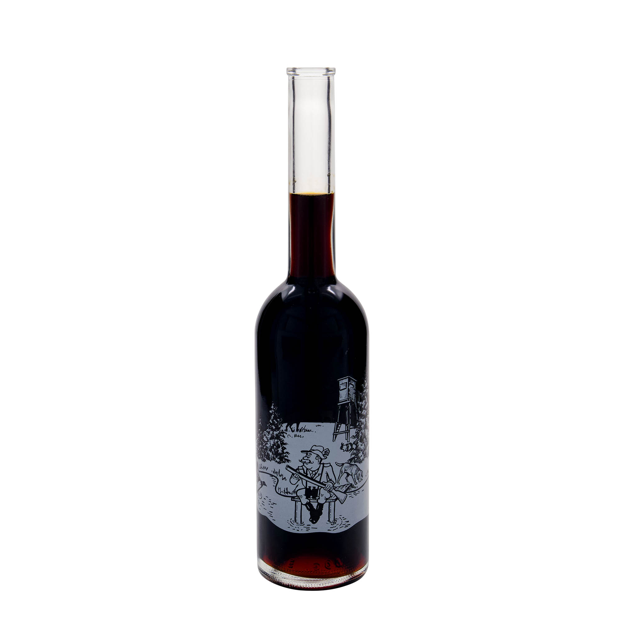 Shishe qelqi 500 ml 'Opera', motiv: Gjuetar, gojëz: Kork