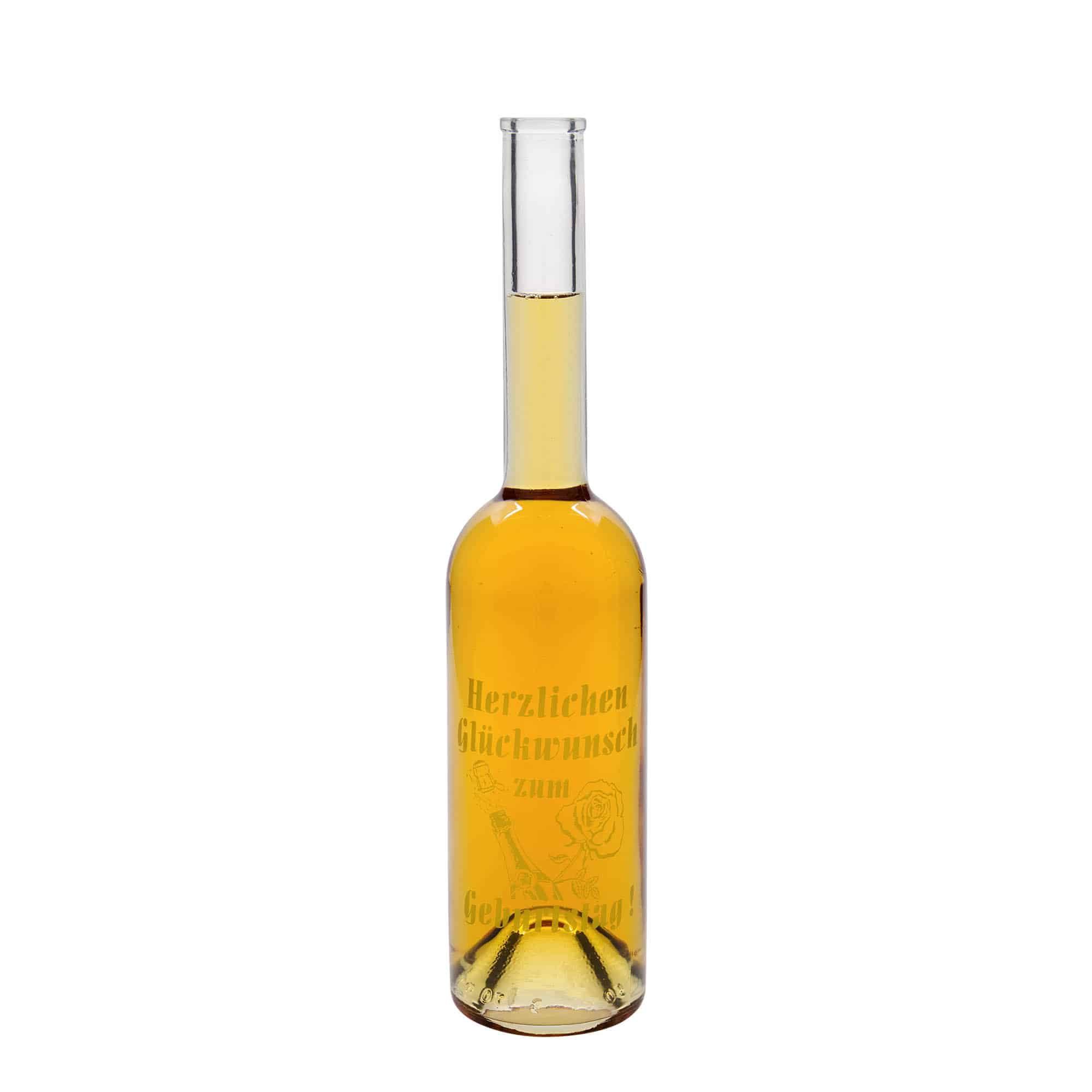 Shishe qelqi 500 ml 'Opera', motiv: shishe ditëlindjeje, grykë: kork
