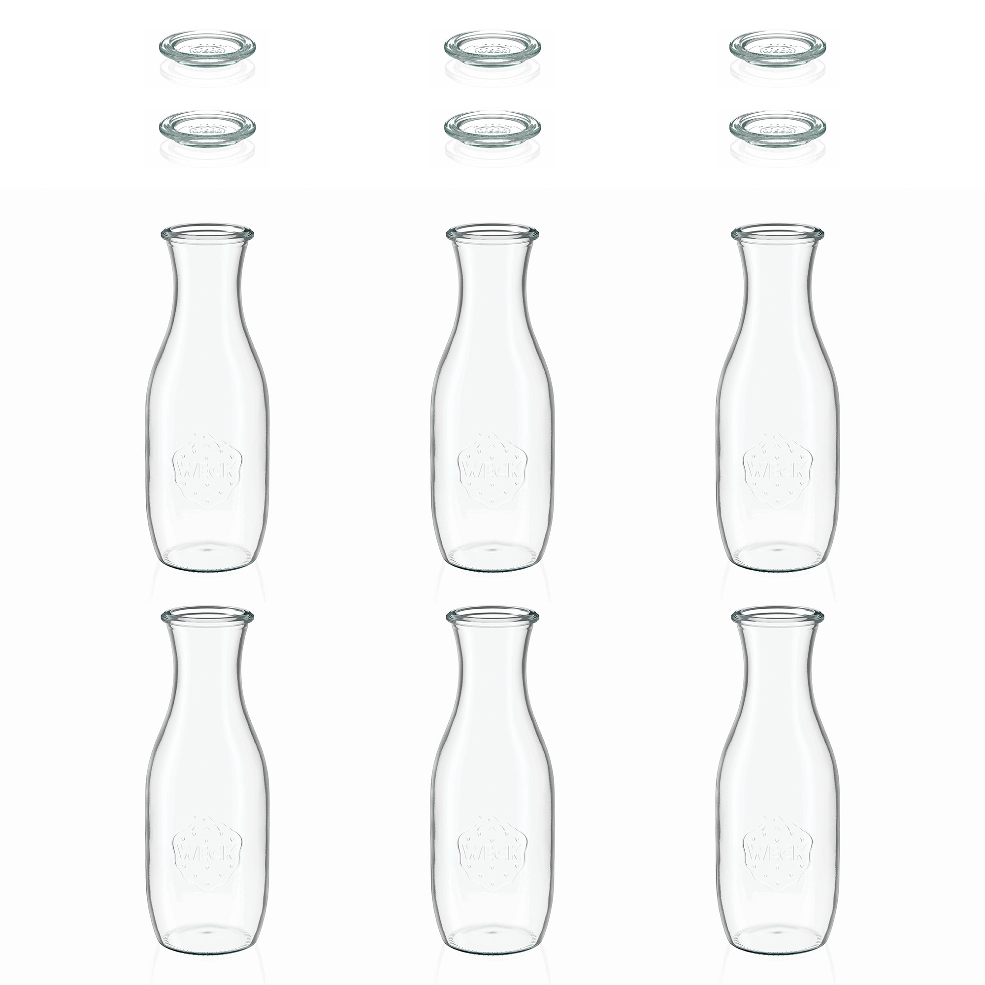 6x 1000 ml shishe lëngu WECK me kapak qelqi RR 60