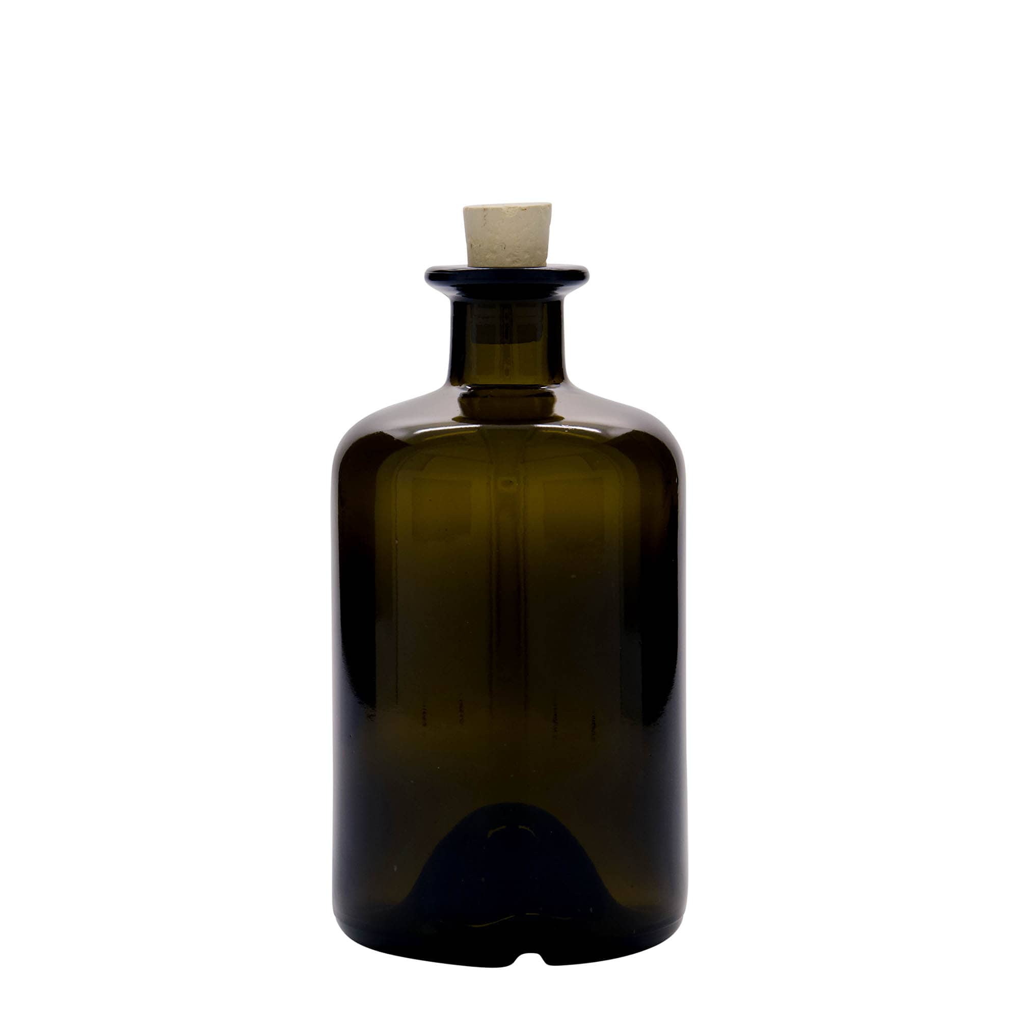 Shishe qelqi 500 ml për farmacistë, ngjyrë jeshile antike, gojë: korek