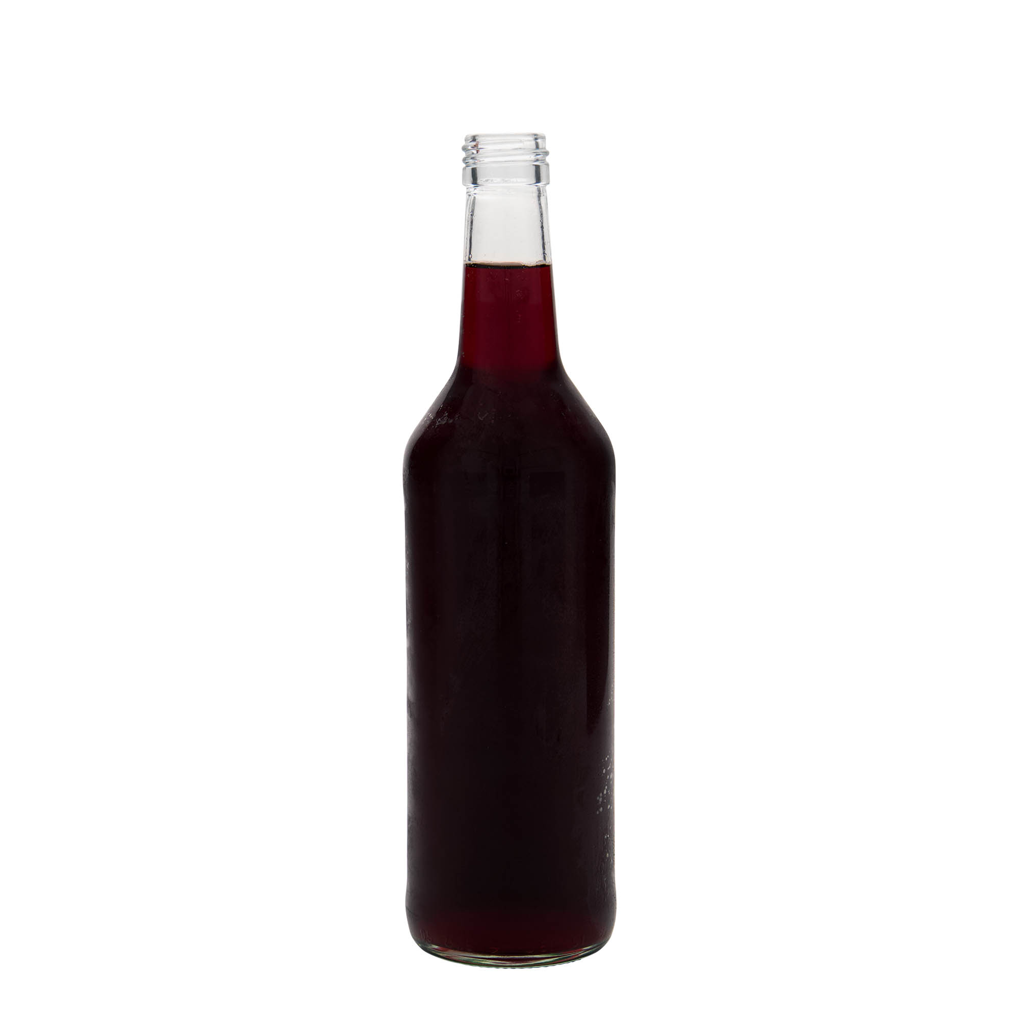 Shishe qelqi 500 ml me qafë të drejtë, gojë: PP 28 Shishe qelqi 500 ml me qafë të drejtë, gojë: PP 28