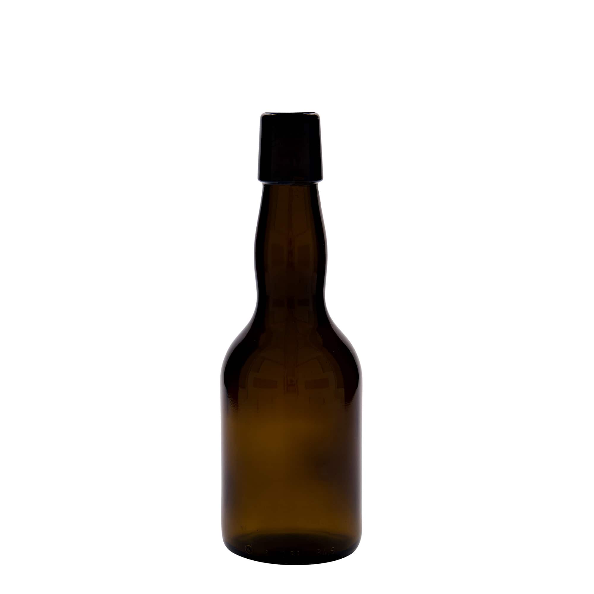 330 ml shishe birre me qafë të ngushtë, xham, kafe, gojë: mbyllje me kapak me kllapë