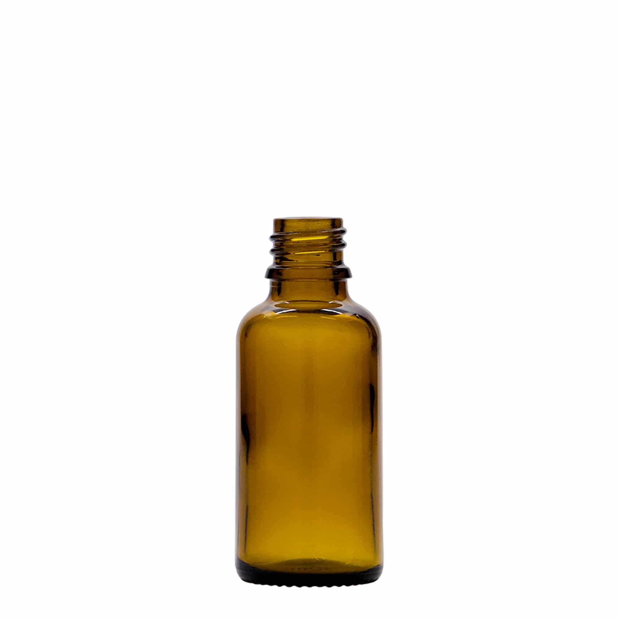 30 ml shishe me pipetë, mjekësore, xham, kafe, gojëzimi: DIN 18