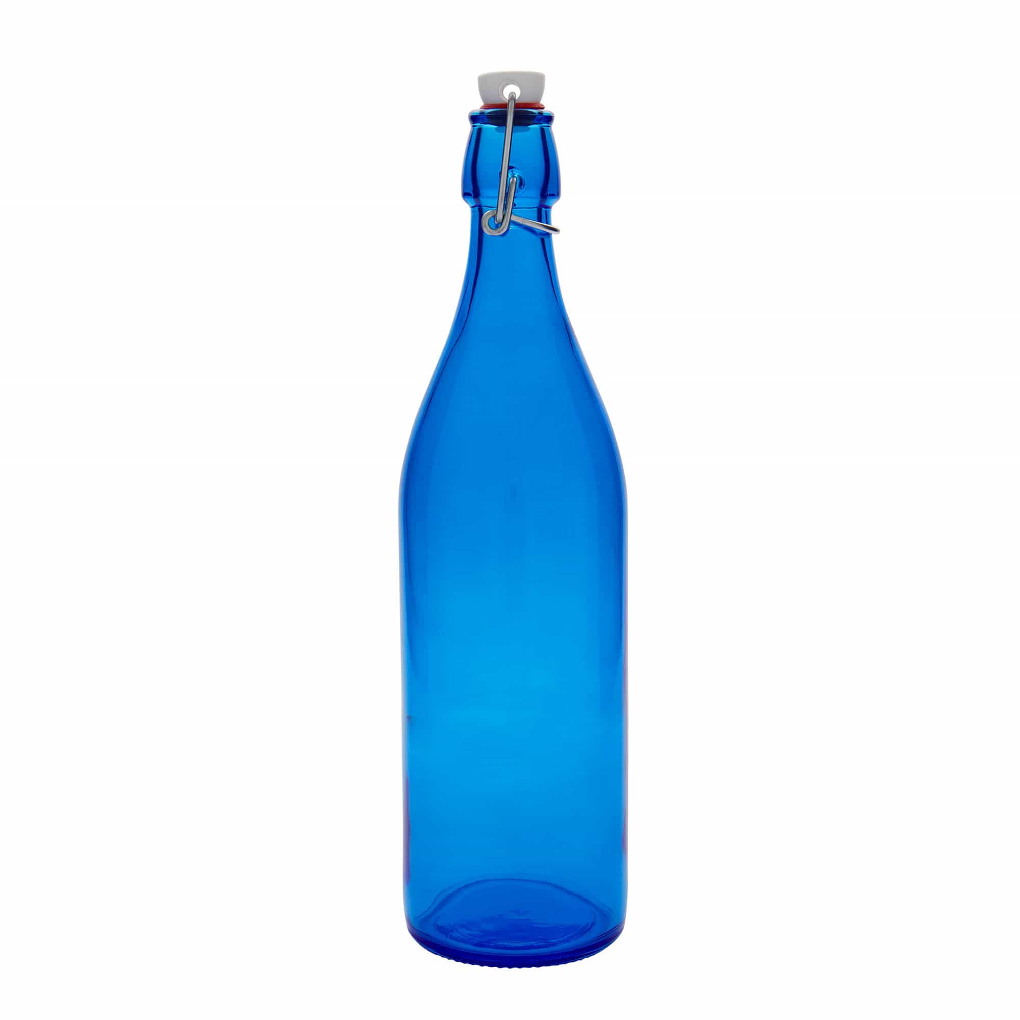 1.000 ml shishe qelqi 'Giara', blu, gojë: mbyllje me kapëse