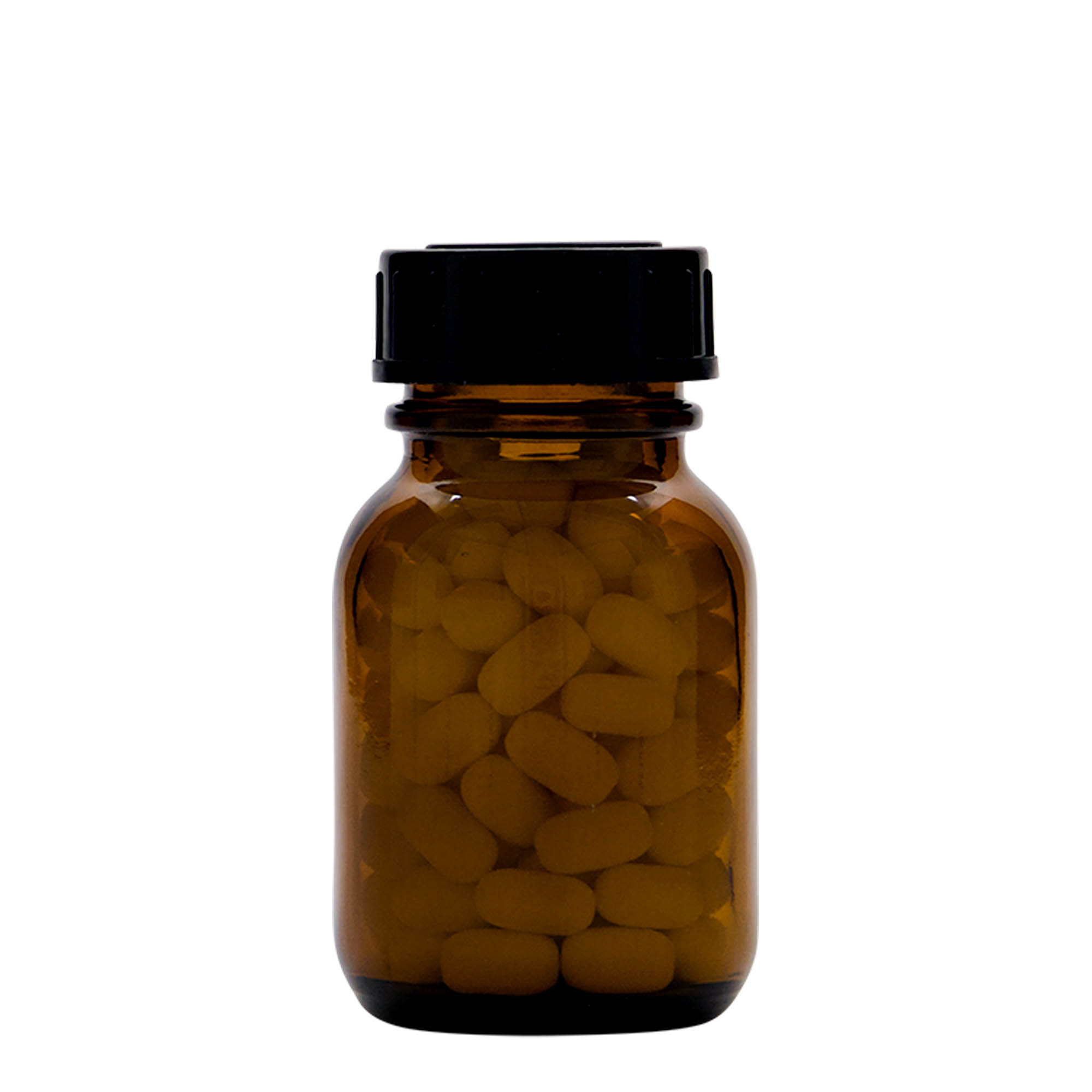 50 ml gotë qelqi me qafë të gjerë, kafe, gojë: DIN 32