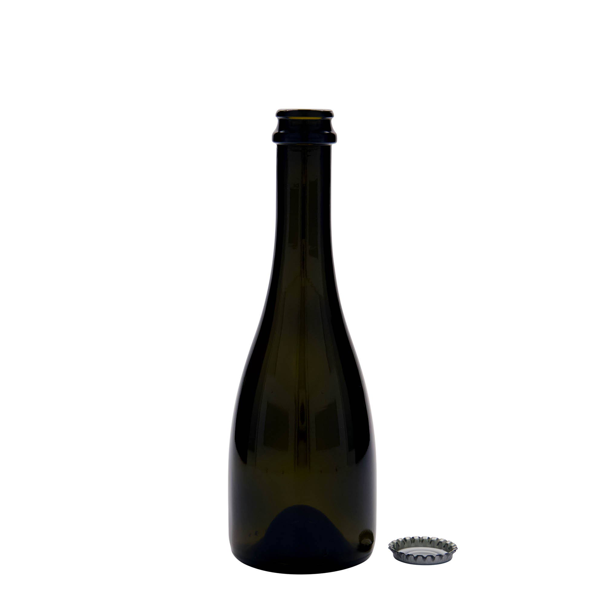 Shishe birre/shampanje 330 ml 'Tosca', qelq, jeshile antike, gojë: Kapak kronkorken