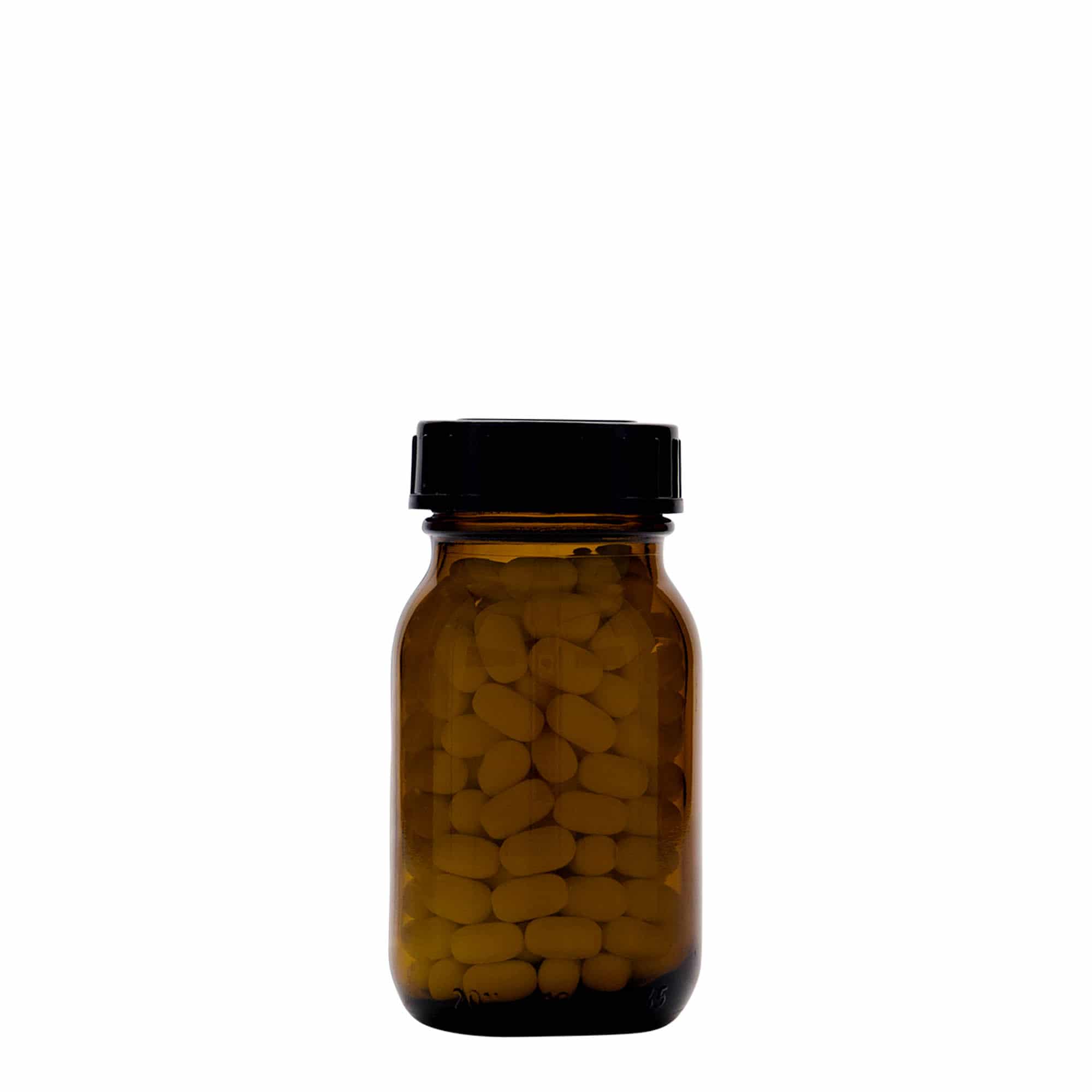100 ml gotë me qafë të gjerë, kafe, hapja: DIN 40