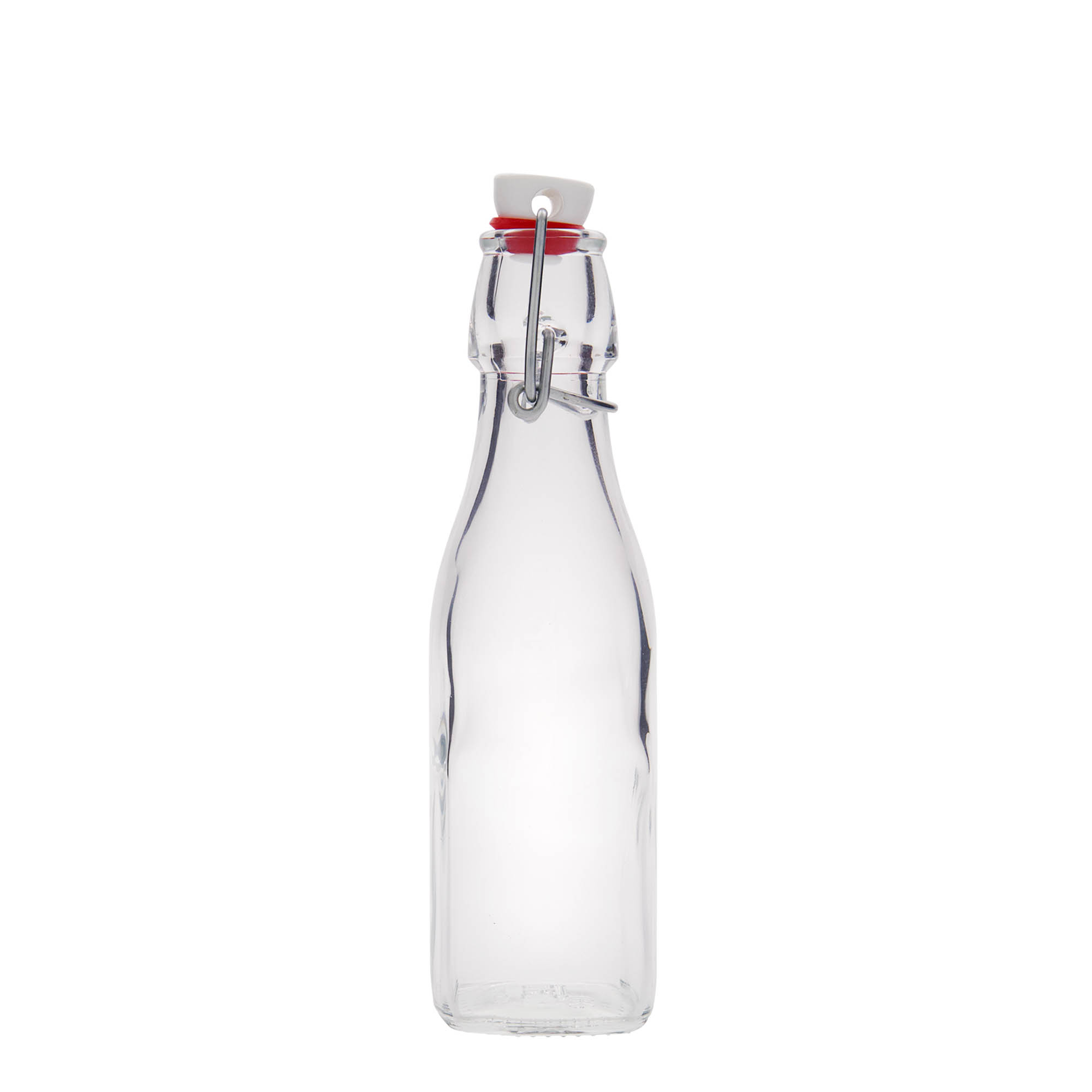 Shishe qelqi 250 ml 'Swing, katrore, gojë: kapëse me kallëp' Shishe qelqi 250 ml 'Swing, katrore, gojë: kapëse me kallëp'
