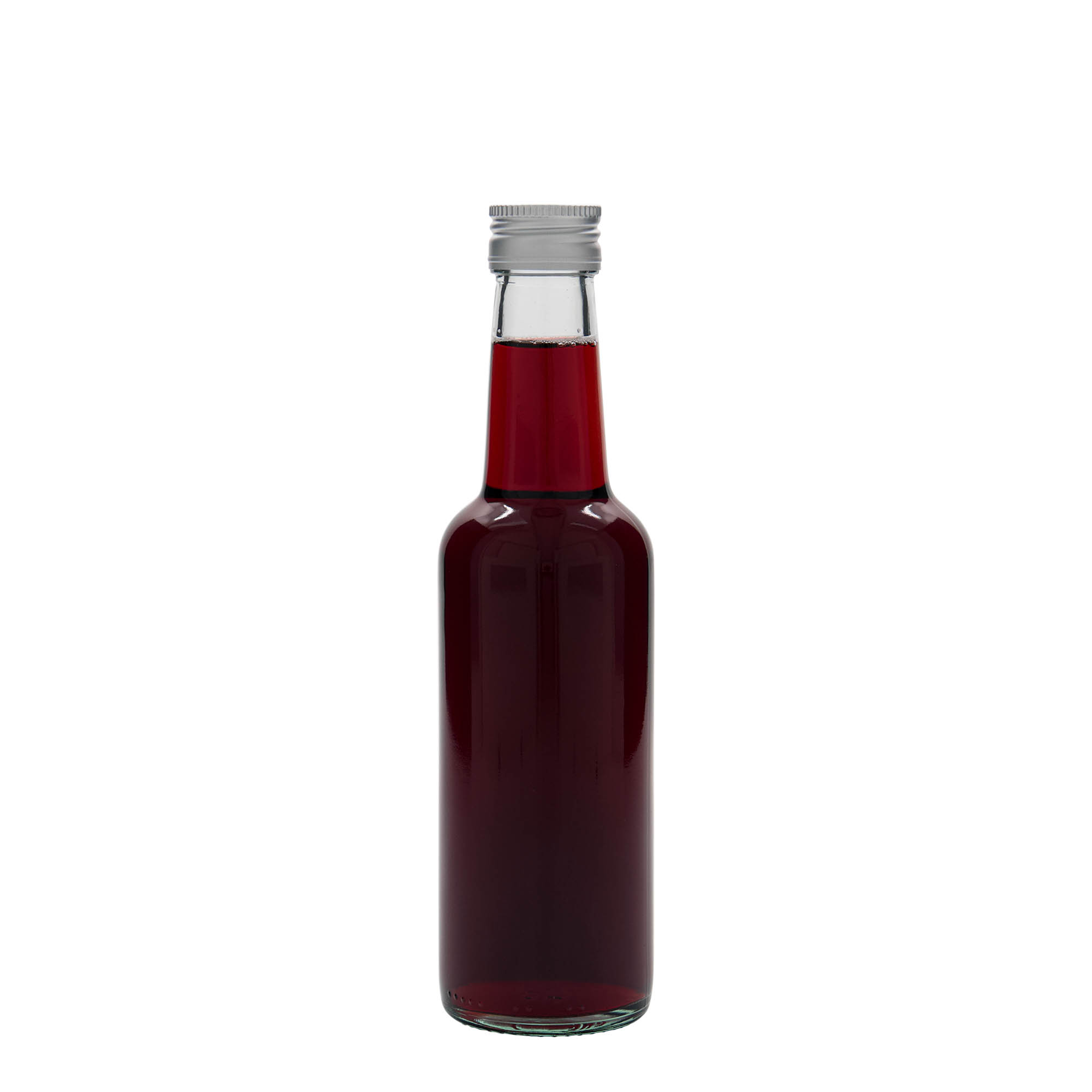 250 ml shishe qelqi me qafë të drejtë, gojë: PP 28 250 ml shishe qelqi me qafë të drejtë, gojë: PP 28
