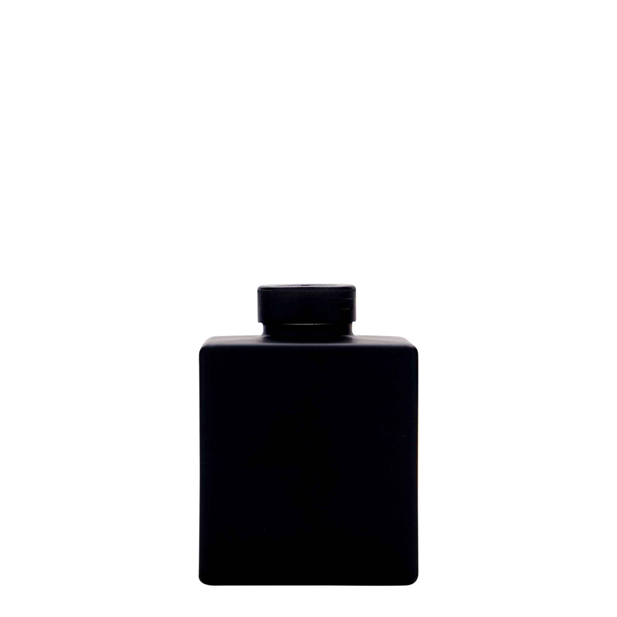 Shishe qelqi 100 ml 'Cube', katrore, e zezë, gojë: kork Shishe qelqi 100 ml 'Cube', katrore, e zezë, gojë: kork