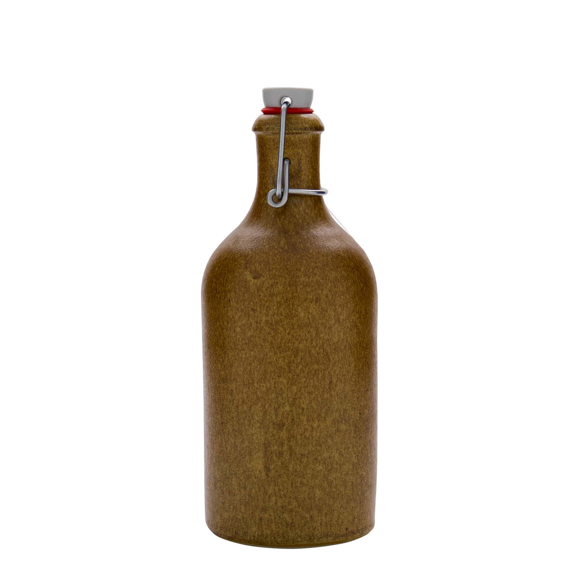 500 ml krua me tulla, qeramikë, ngjyrë kafe-kristal, gojë: mbyllje me kapëse hekurudhore
