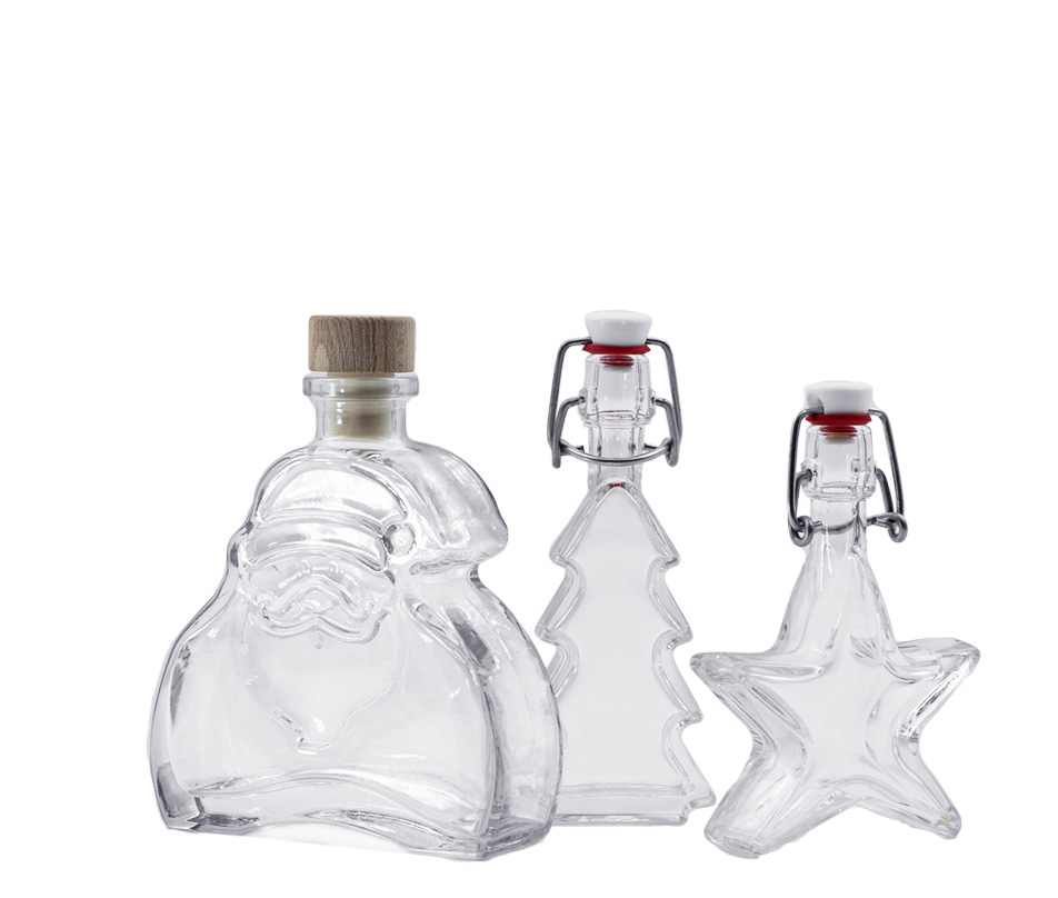 Shishe Krishtlindjesh Tre shishe dekorative për sezonin e Krishtlindjeve