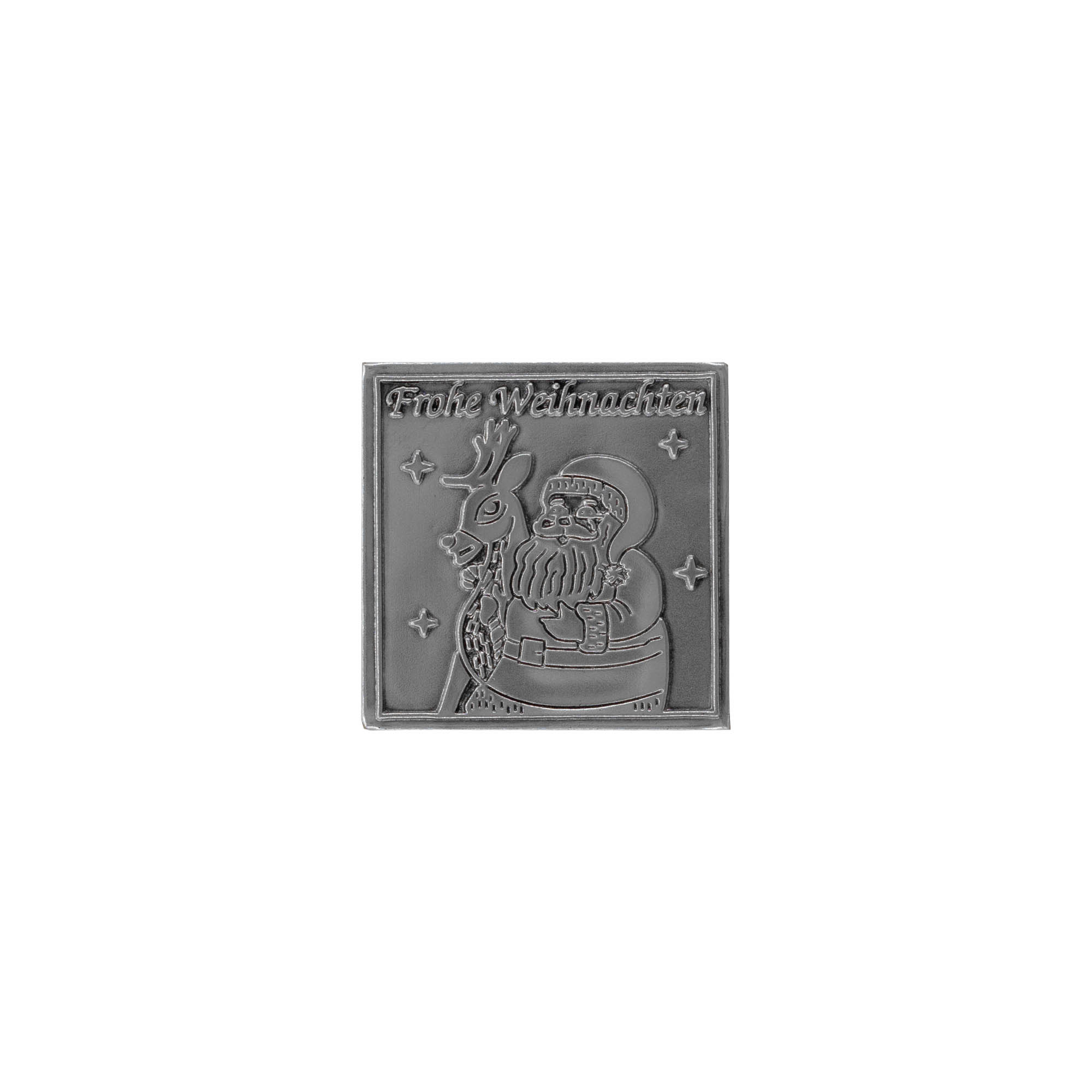 Etiketë prej çeliku 'Gëzuar Krishtlindjet', katrore, metal, argjend Etiketë prej çeliku 'Gëzuar Krishtlindjet', katrore, metal, argjend