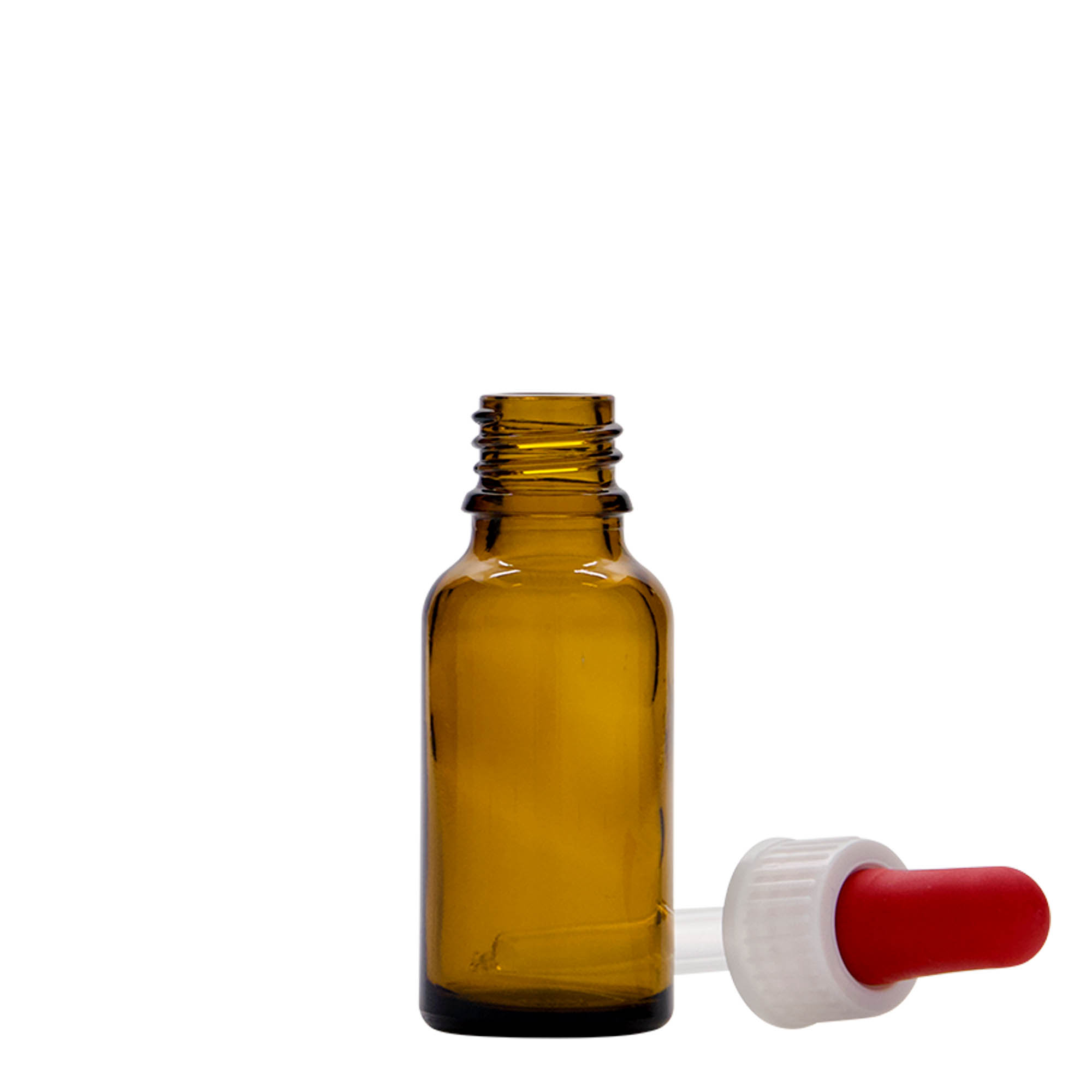 20 ml shishe me pipetë, mjekësore, qelq, kafe, gojë: DIN 18 20 ml shishe me pipetë, mjekësore, qelq, kafe, gojë: DIN 18