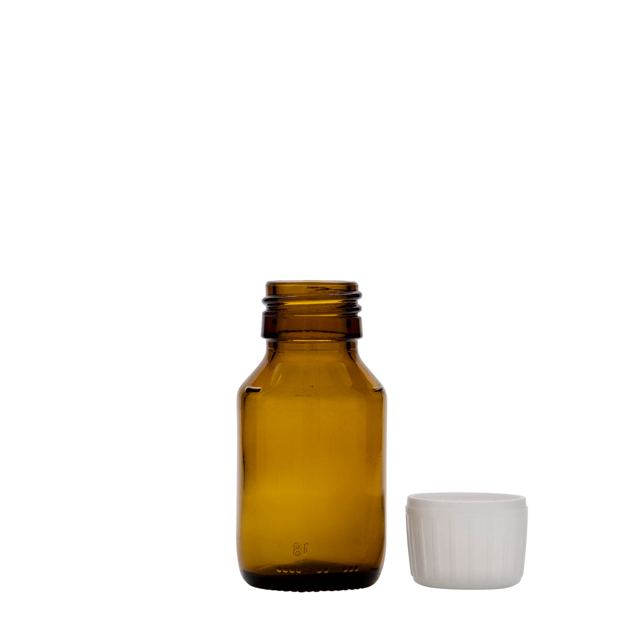Shishe mjekësore 50 ml, kafe, qelq, gojë: PP 28