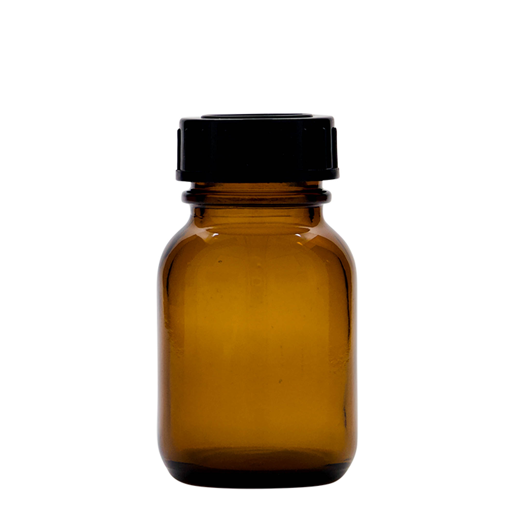 50 ml gotë qelqi me qafë të gjerë, kafe, gojë: DIN 32