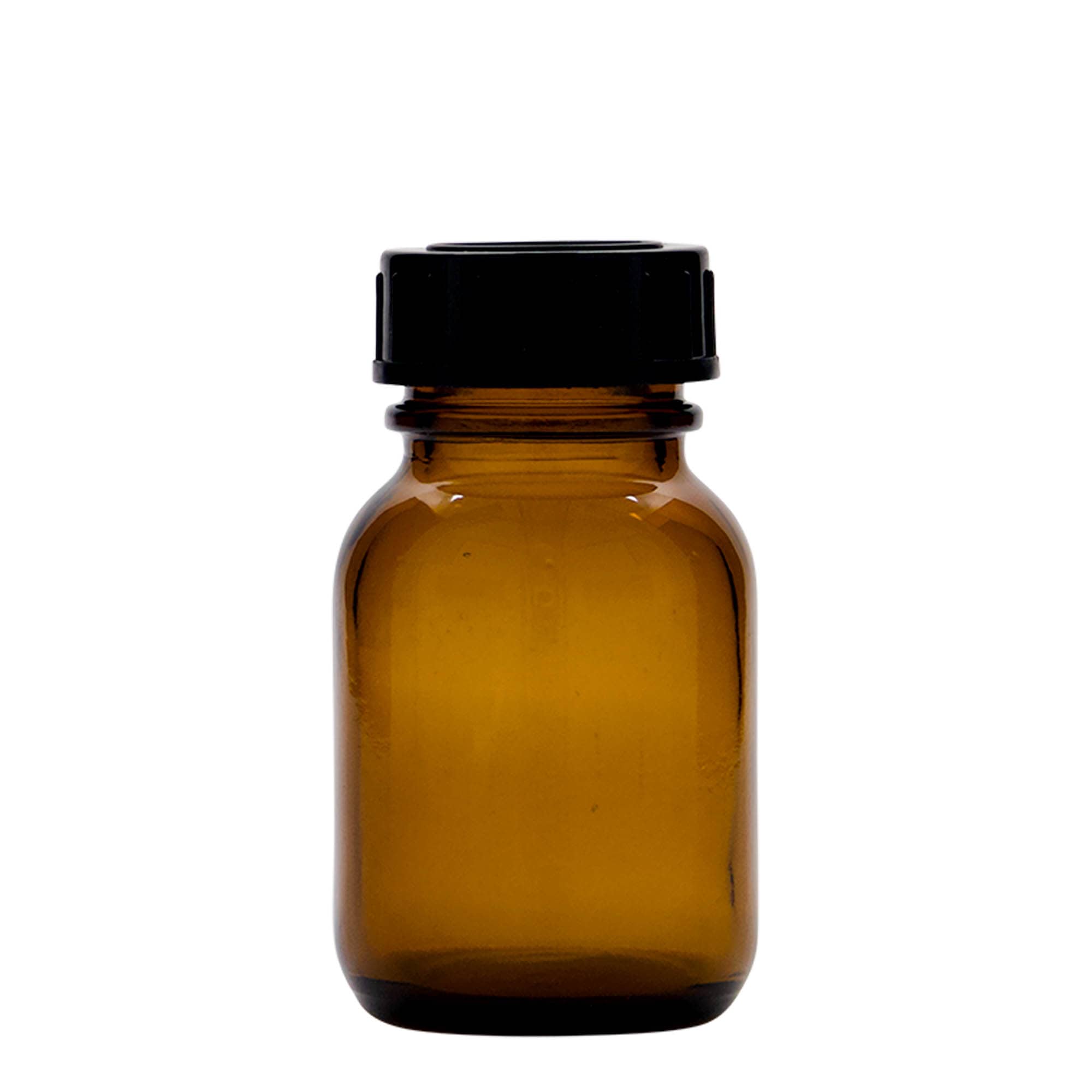50 ml gotë qelqi me qafë të gjerë, kafe, gojë: DIN 32