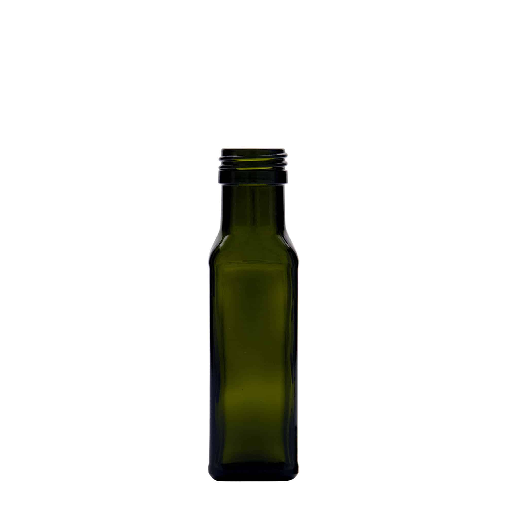 Shishe qelqi 100 ml 'Marasca', katrore, jeshile antike, gojë: PP 31,5