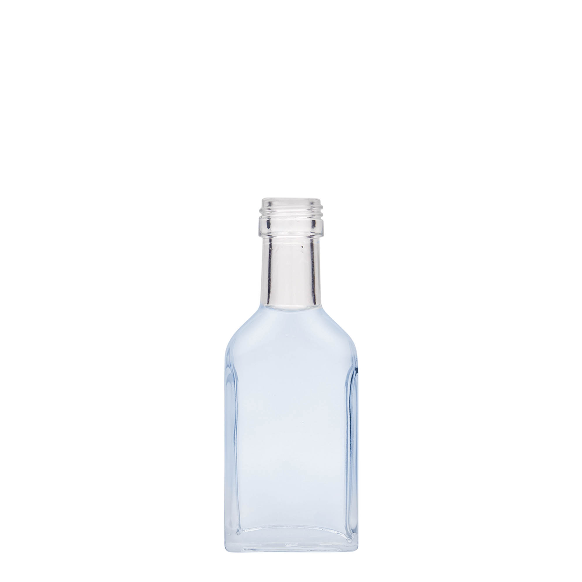 40 ml shishe xhepi me qafë të gjatë, drejtkëndëshe, xham, gojë: PP 22 40 ml shishe xhepi me qafë të gjatë, drejtkëndëshe, xham, gojë: PP 22